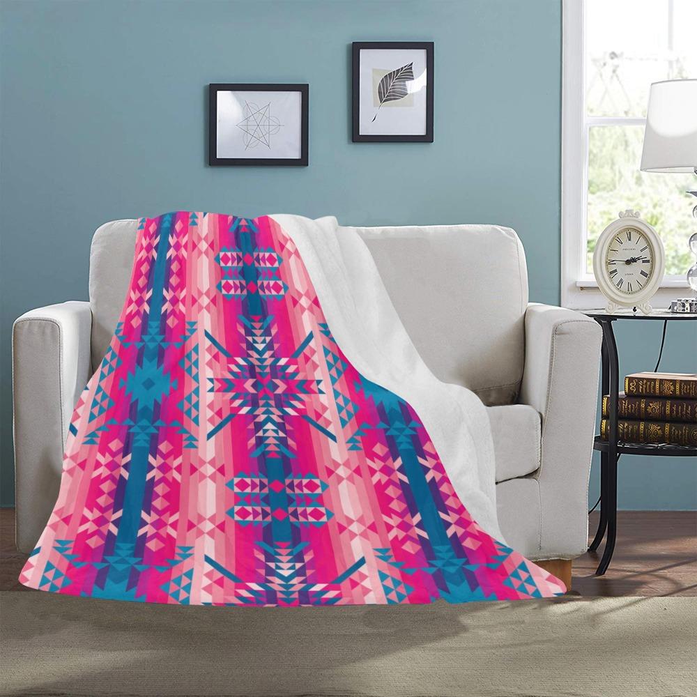 Desert Geo Blue Ultra-Soft Micro Fleece Blanket 50"x60" Ultra-Soft Blanket 50''x60'' e-joyer 