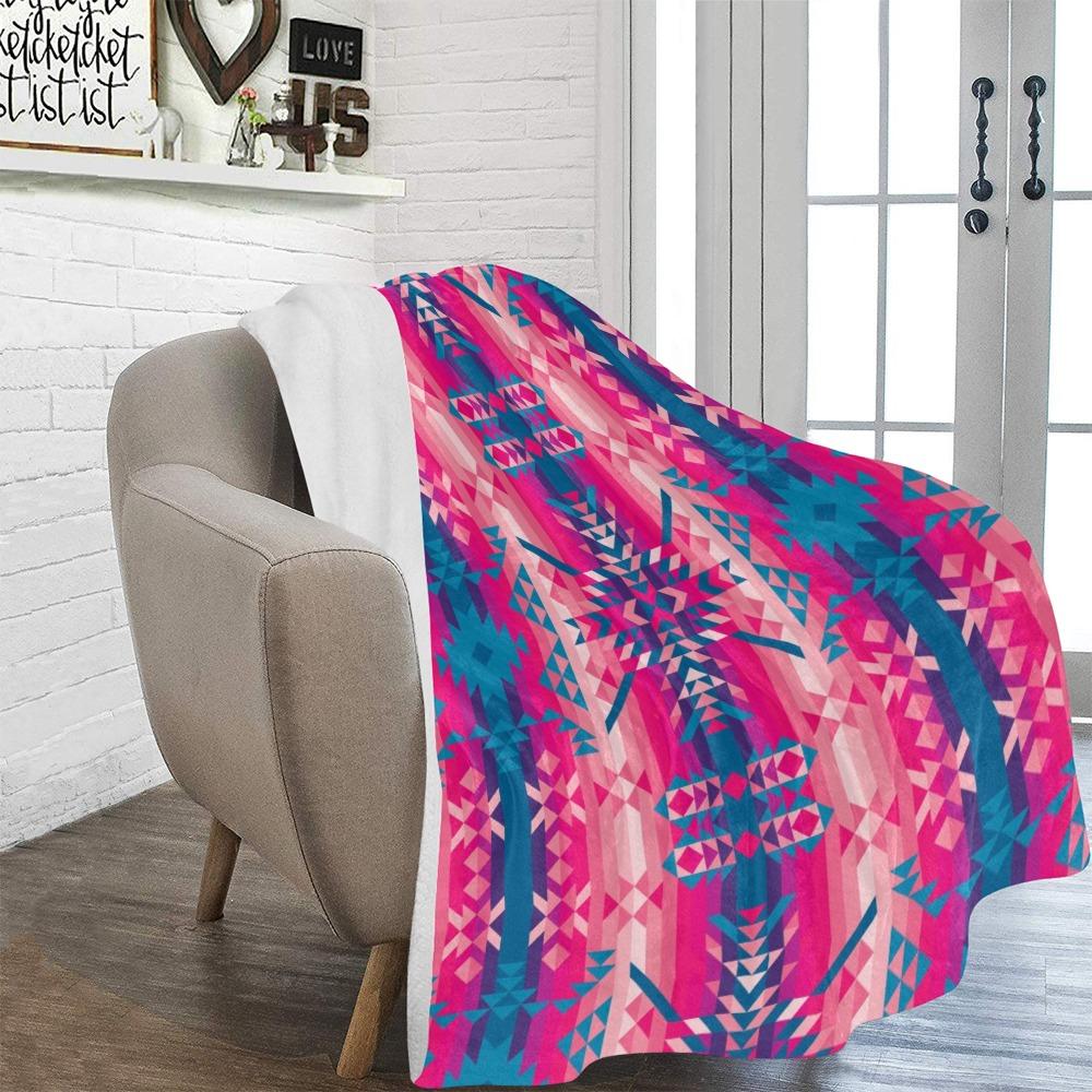 Desert Geo Blue Ultra-Soft Micro Fleece Blanket 60"x80" Ultra-Soft Blanket 60''x80'' e-joyer 