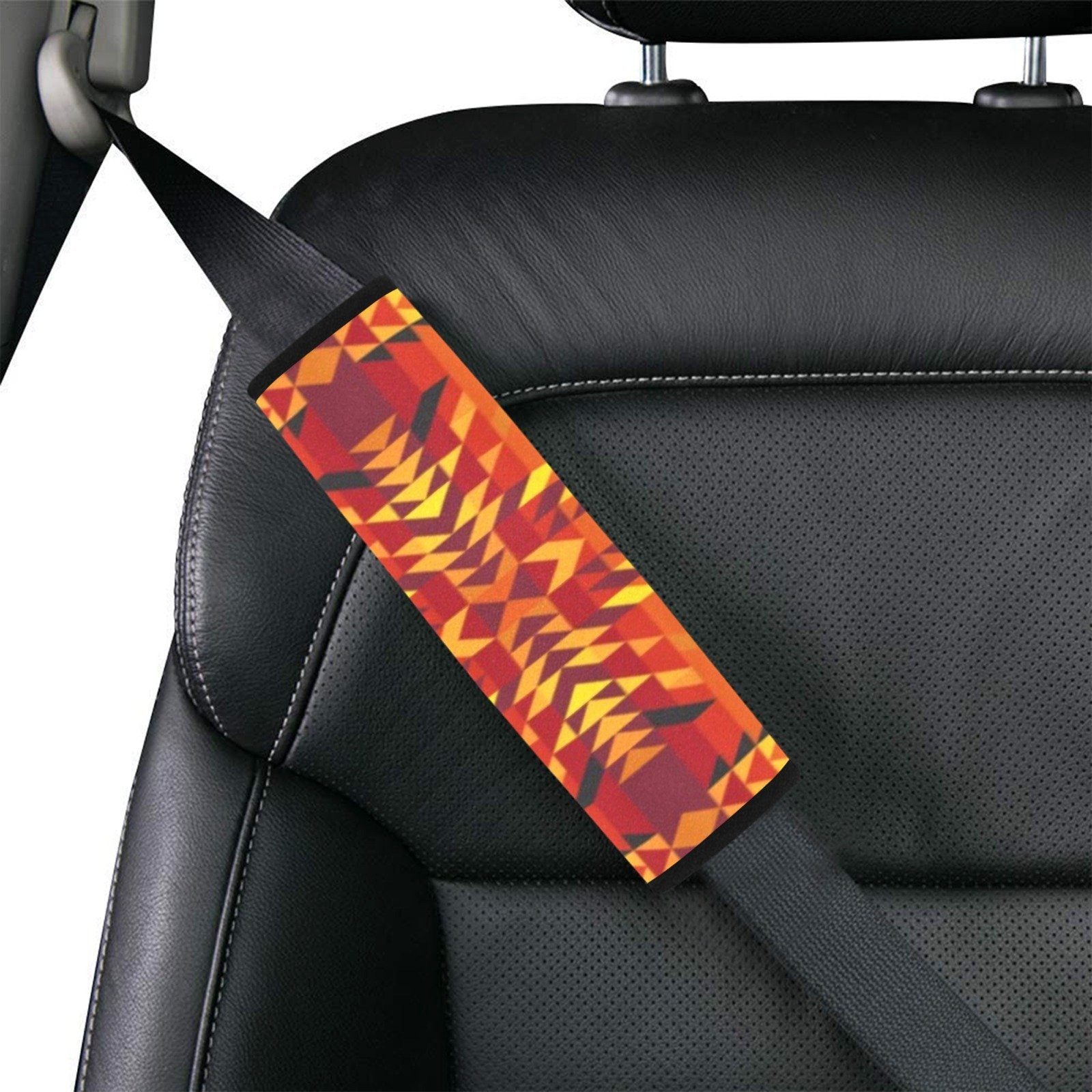 Desert Geo Yellow Red Car Seat Belt Cover 7''x12.6'' (Pack of 2)