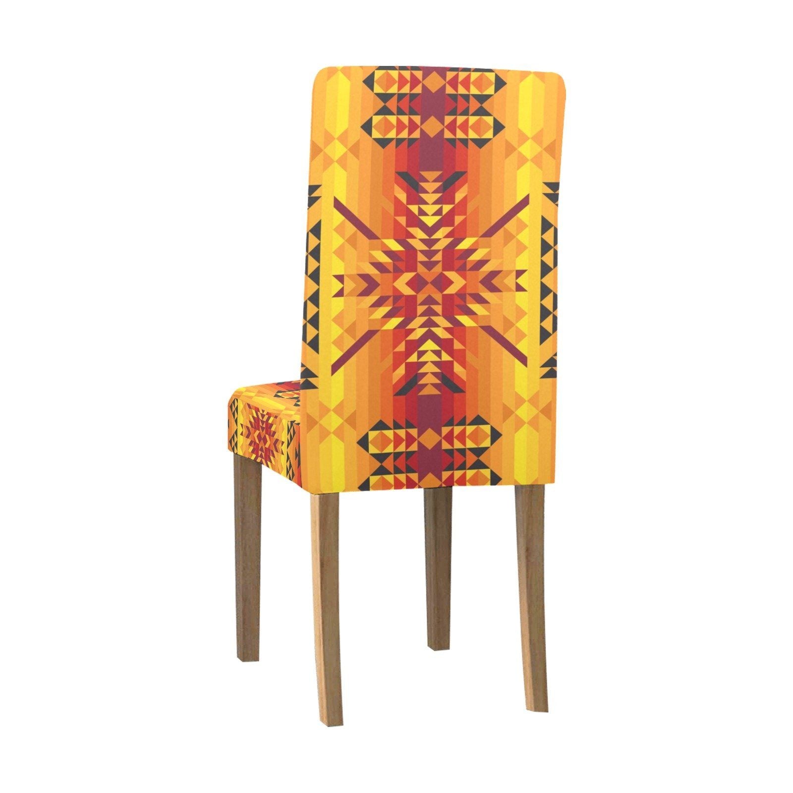 Desert Geo Yellow Red Chair Cover (Pack of 6) Chair Cover (Pack of 6) e-joyer 