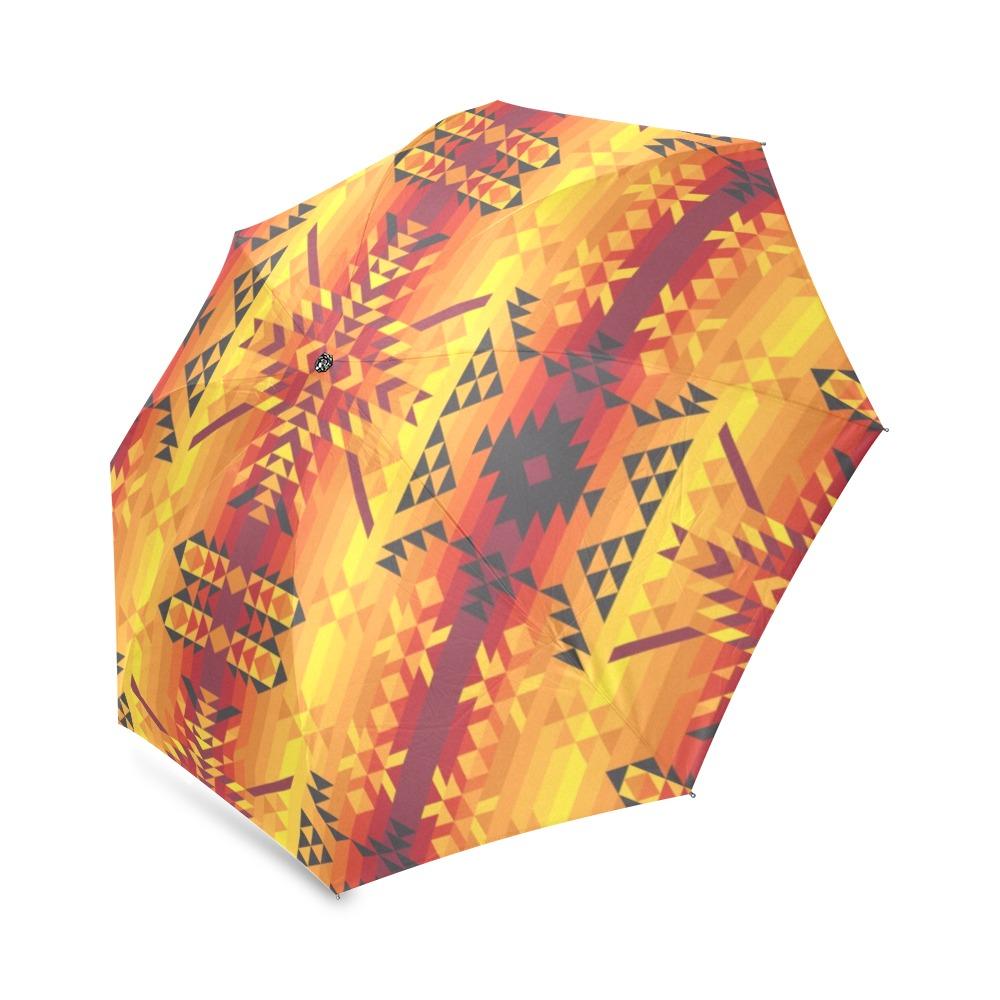 Desert Geo Yellow Red Foldable Umbrella (Model U01) Foldable Umbrella e-joyer 
