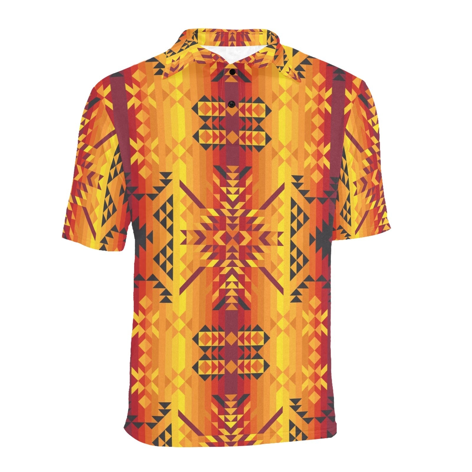 Desert Geo Yellow Red Men's All Over Print Polo Shirt (Model T55) Men's Polo Shirt (Model T55) e-joyer 