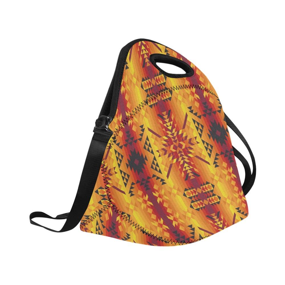 Desert Geo Yellow Red Neoprene Lunch Bag/Large (Model 1669) bag 49 Dzine 