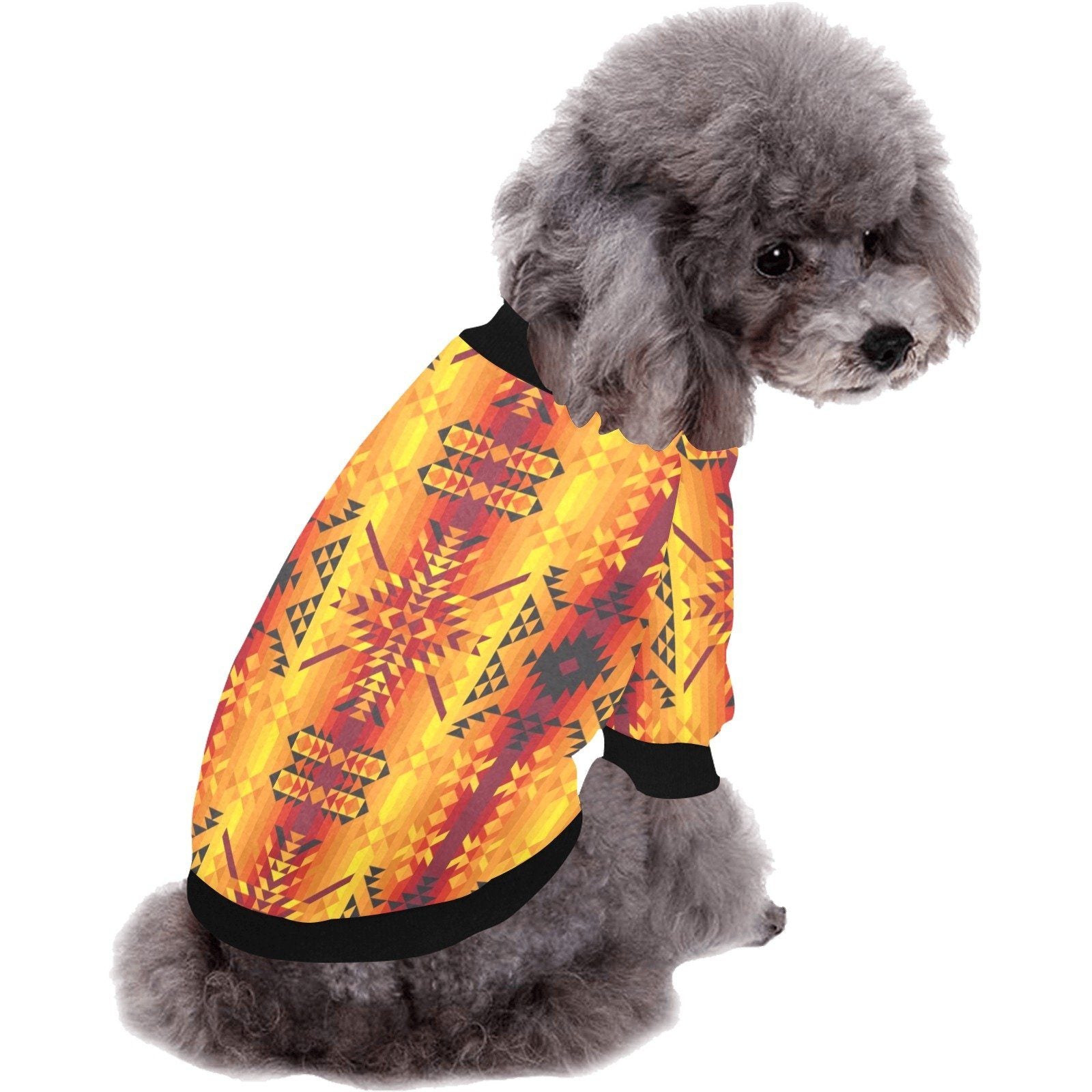 Desert Geo Yellow Red Pet Dog Round Neck Shirt Pet Dog Round Neck Shirt e-joyer 