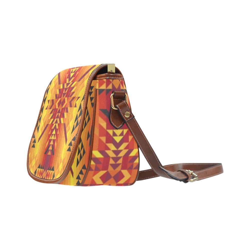 Desert Geo Yellow Red Saddle Bag/Large (Model 1649) bag e-joyer 