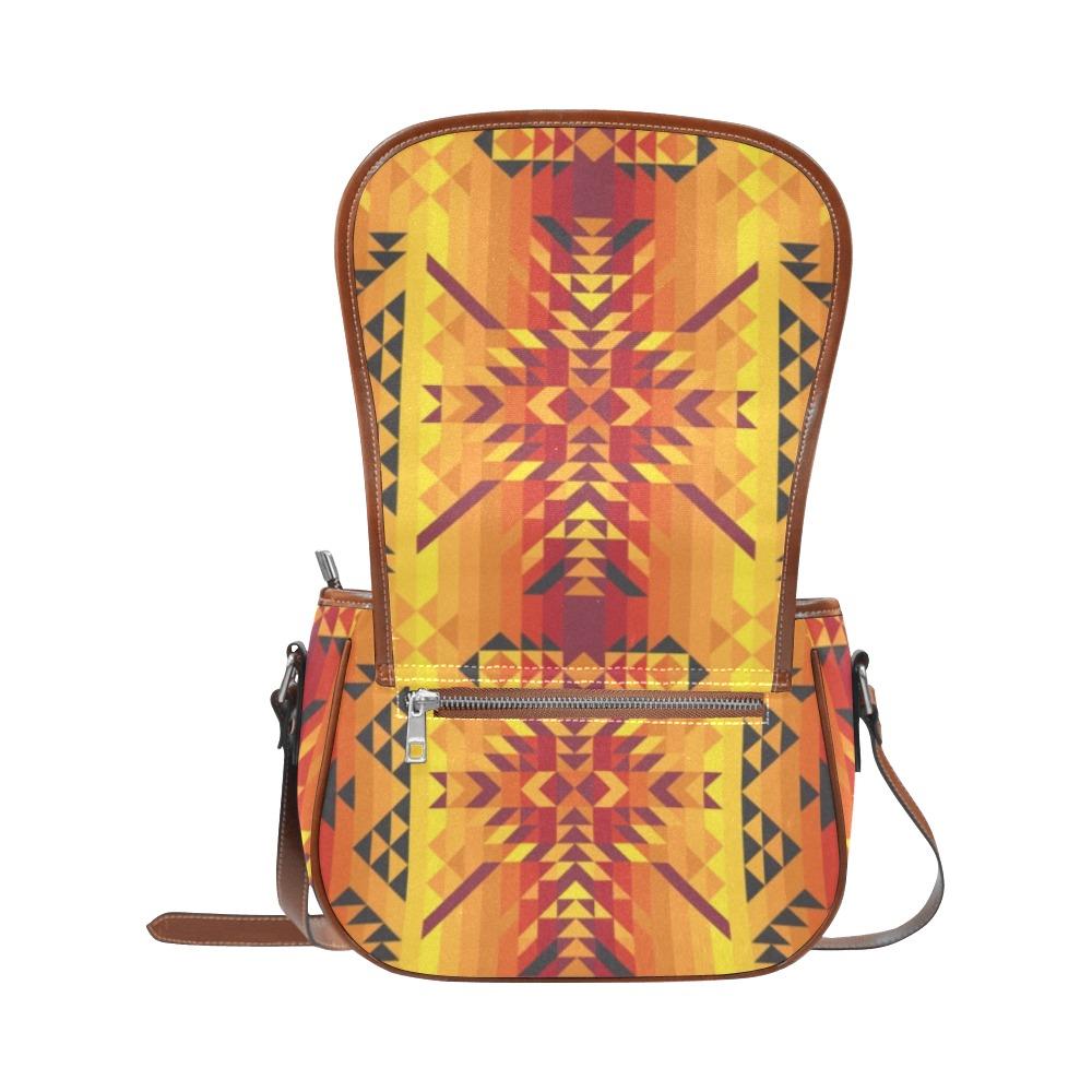 Desert Geo Yellow Red Saddle Bag/Large (Model 1649) bag e-joyer 