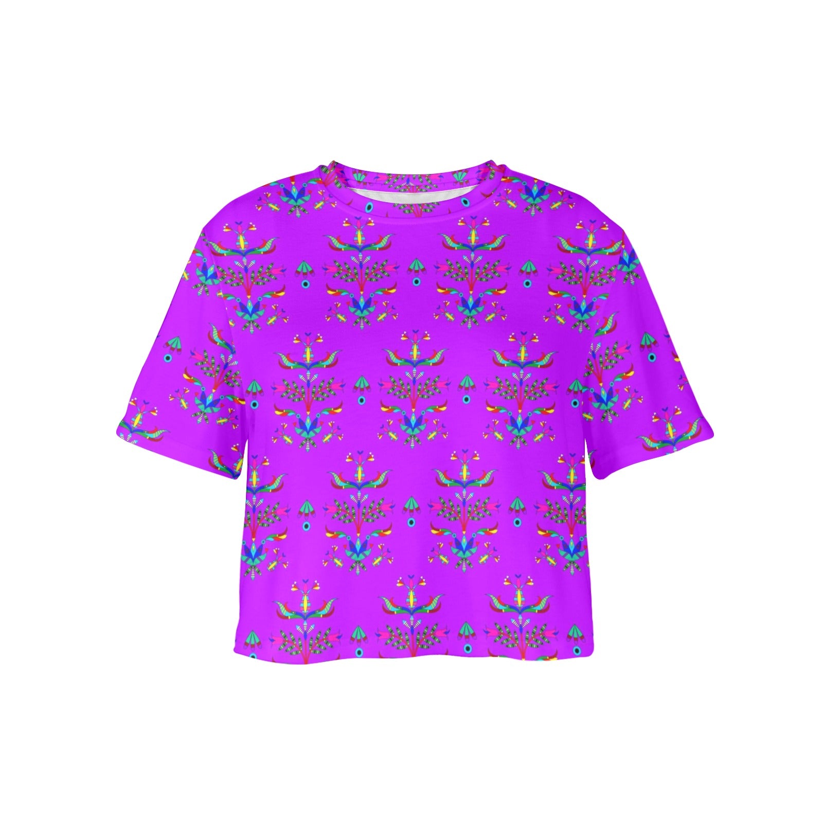 Dakota Damask Purple Women's Cropped T-shirt