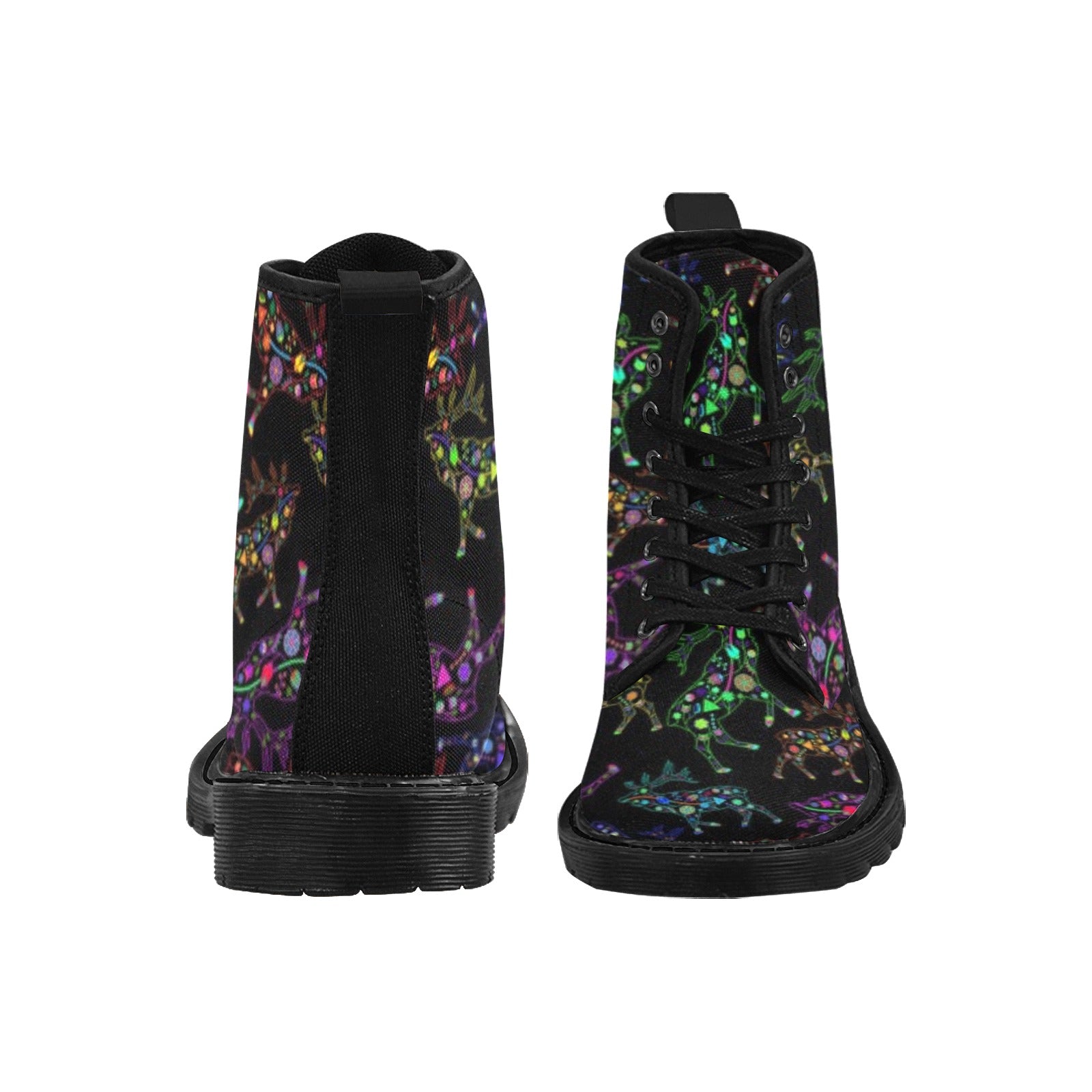 Neon Floral Elks Boots for Men (Black)