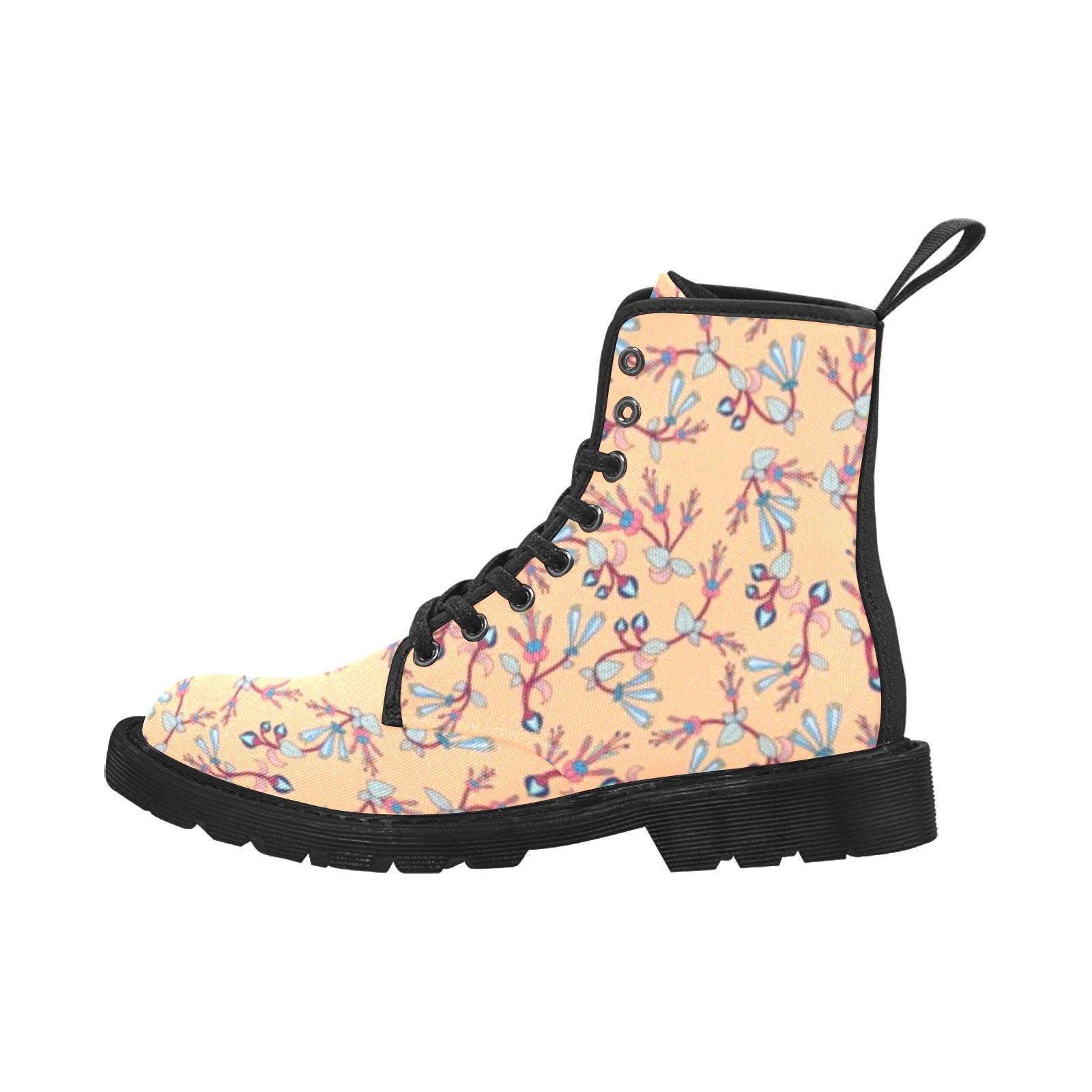 Swift Floral Peache Boots for Women (Black)