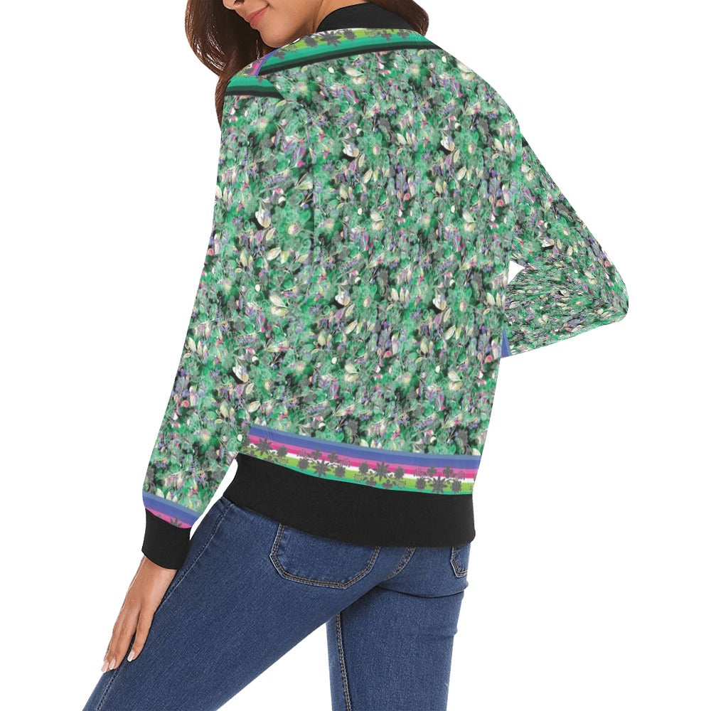 Culture in Nature Green Bomber Jacket for Women