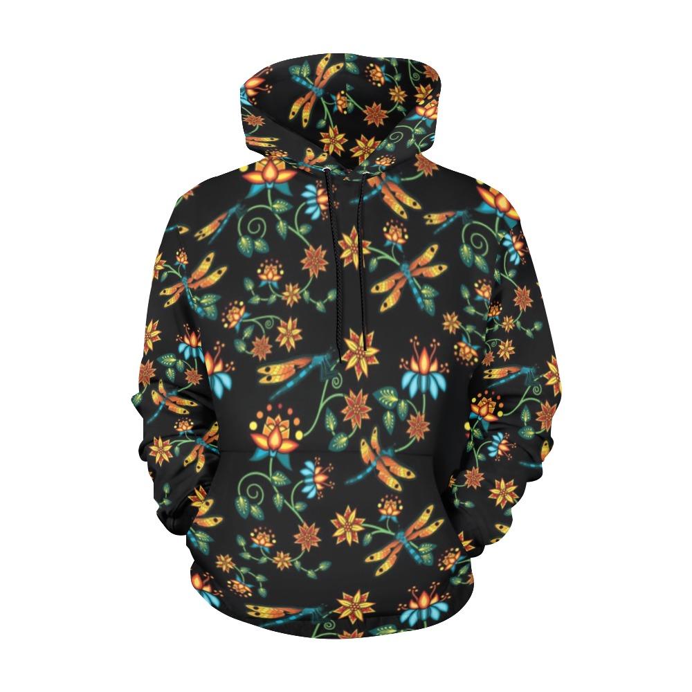 Dragon Lily Noir All Over Print Hoodie for Women (USA Size) (Model H13) All Over Print Hoodie for Women (H13) e-joyer 