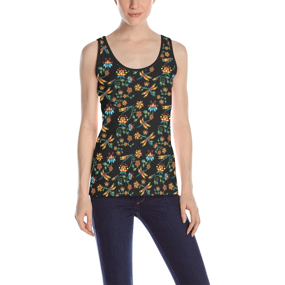 Wild Moss Women's Floral Print Ribbed Pointelle Tank Top - Country