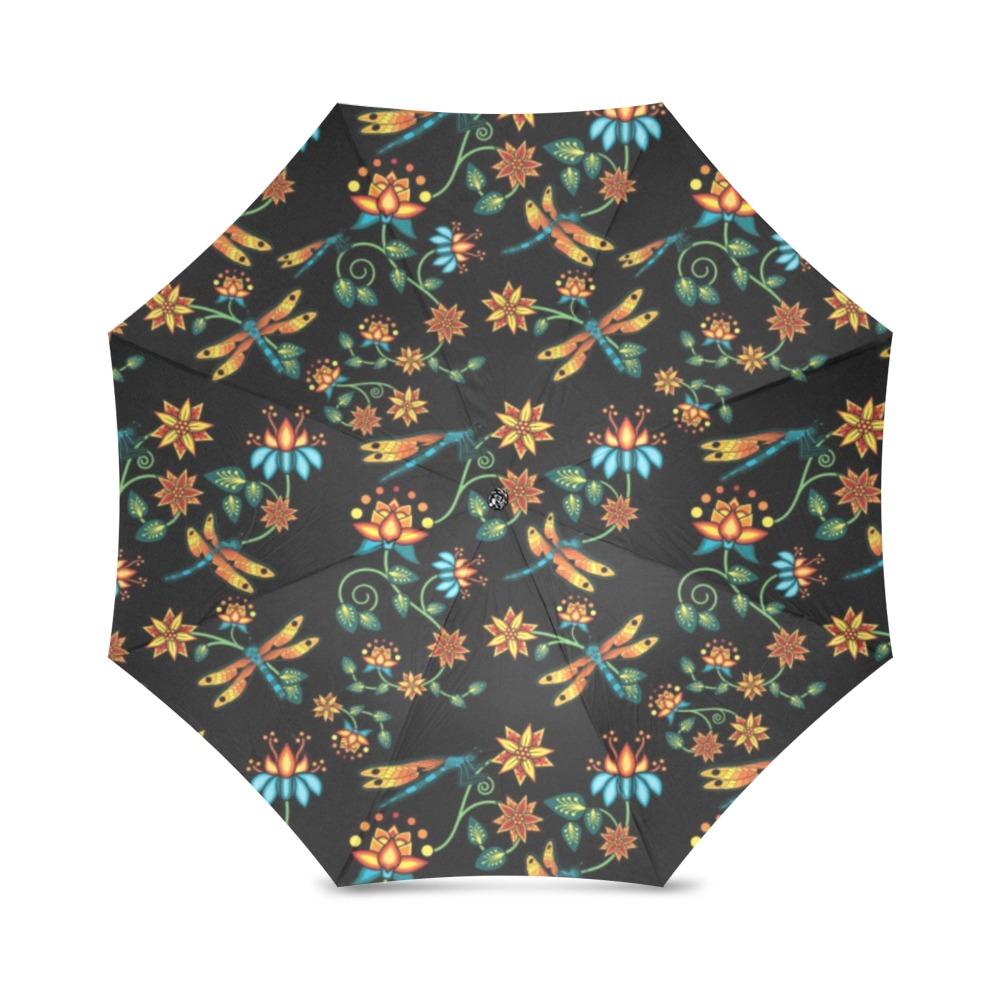 Dragon Lily Noir Foldable Umbrella (Model U01) Foldable Umbrella e-joyer 