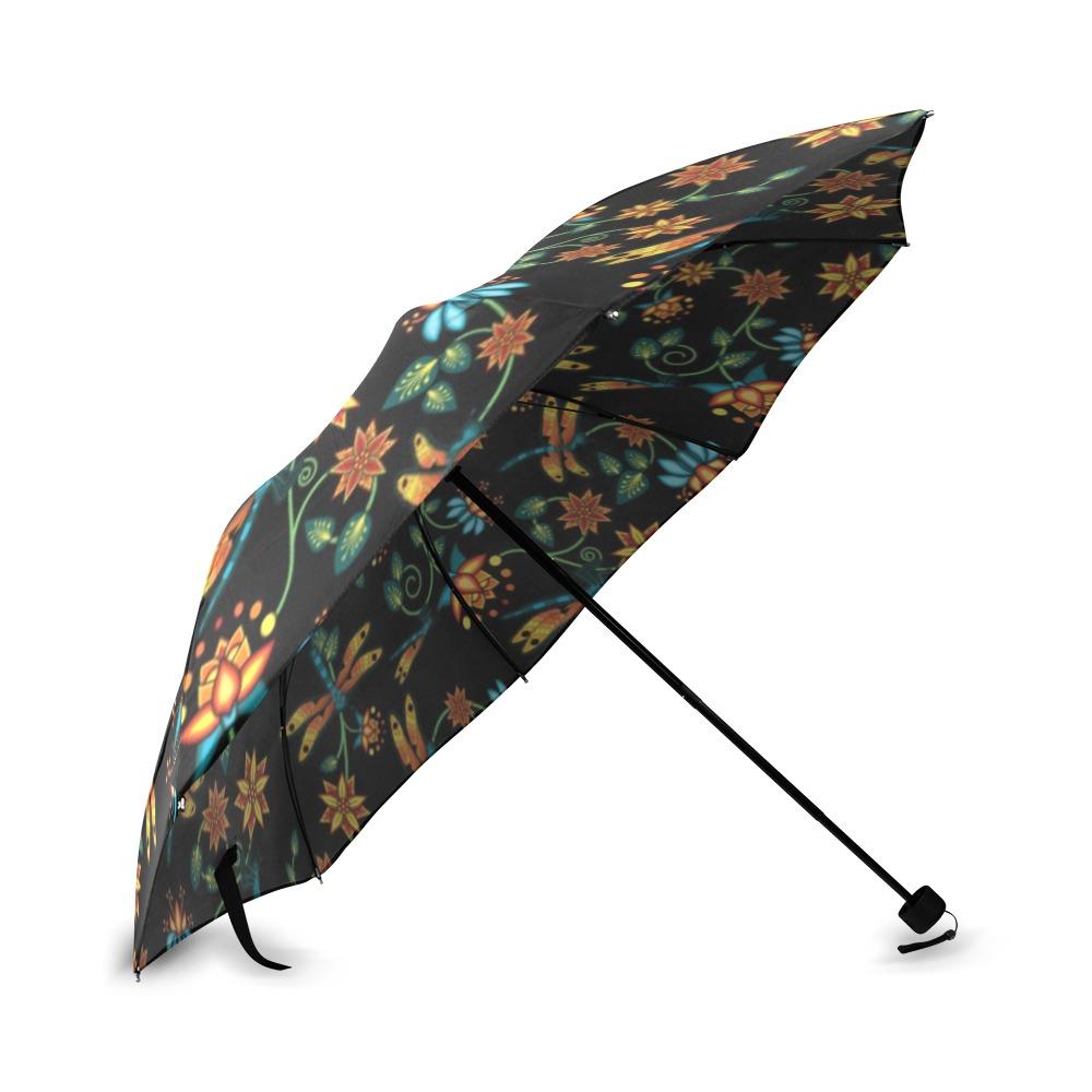 Dragon Lily Noir Foldable Umbrella (Model U01) Foldable Umbrella e-joyer 