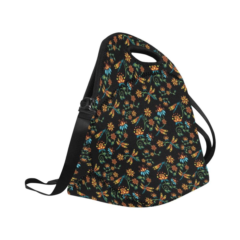 Dragon Lily Noir Neoprene Lunch Bag/Large (Model 1669) bag e-joyer 