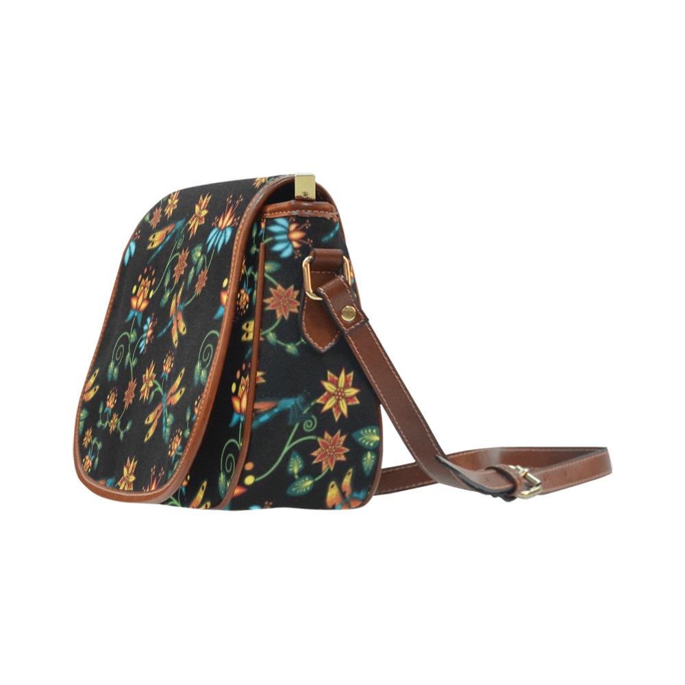Dragon Lily Noir Saddle Bag/Small (Model 1649) Full Customization Saddle Bag/Small (Full Customization) e-joyer 