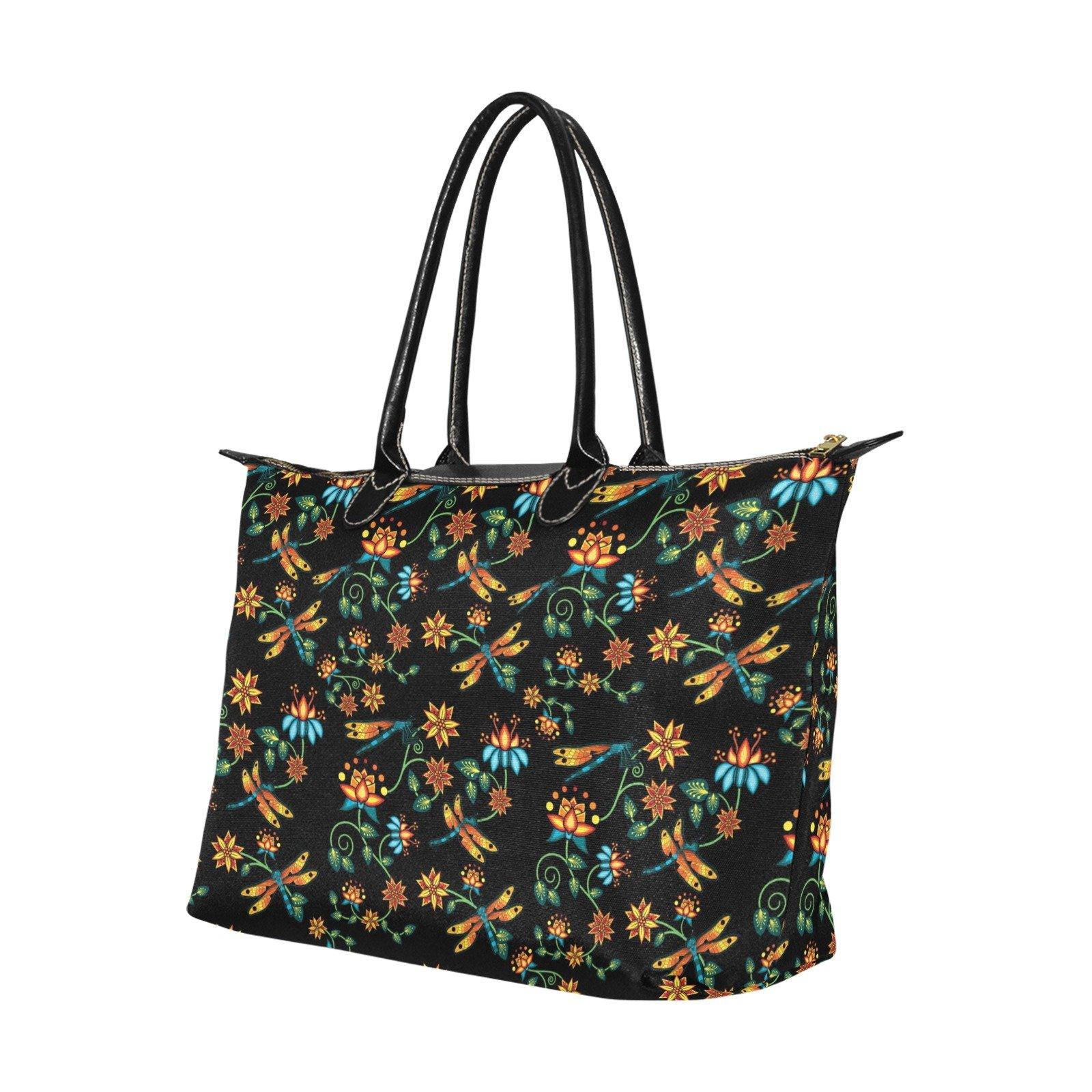 Dragon Lily Noir Single-Shoulder Lady Handbag (Model 1714) bag e-joyer 