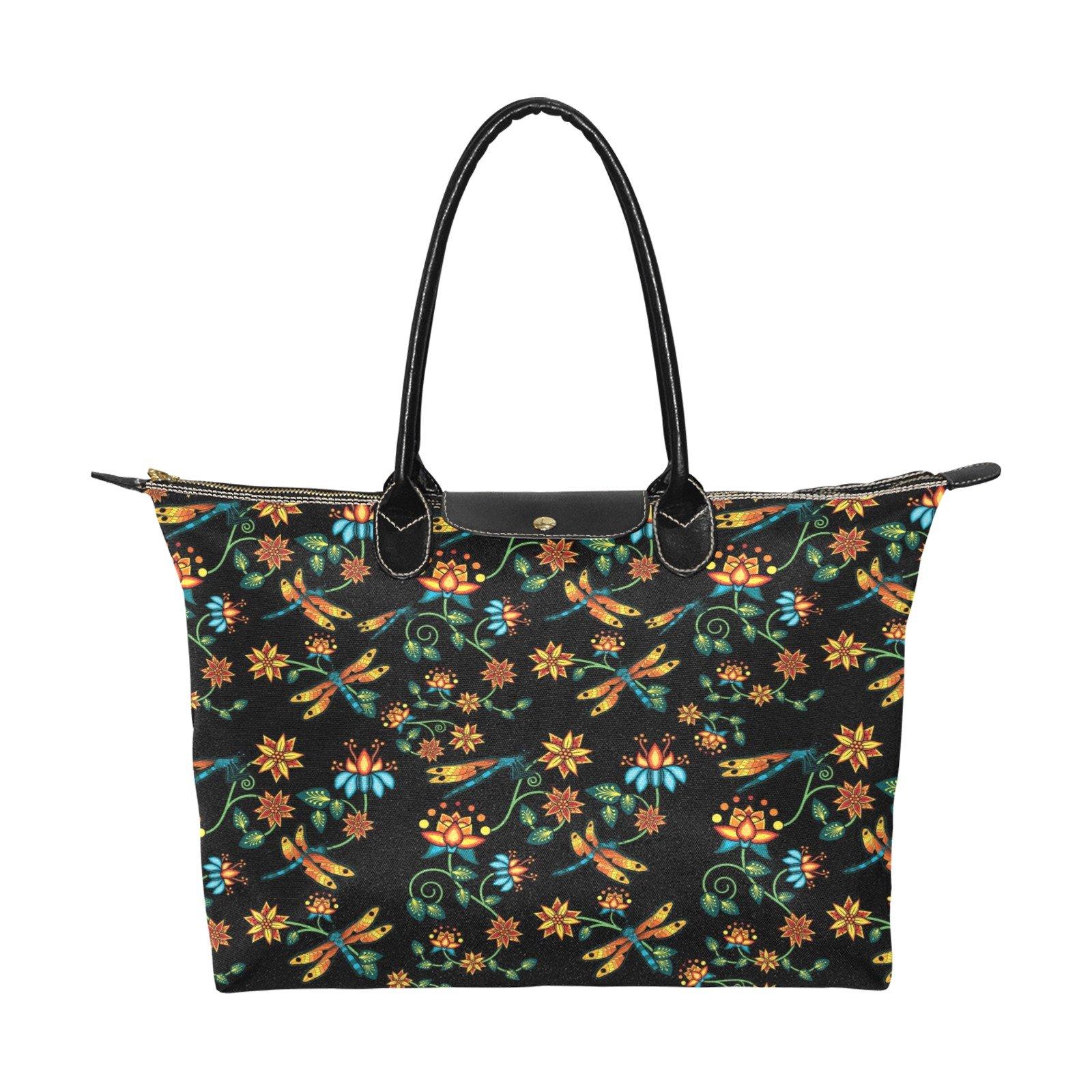 Dragon Lily Noir Single-Shoulder Lady Handbag (Model 1714) bag e-joyer 