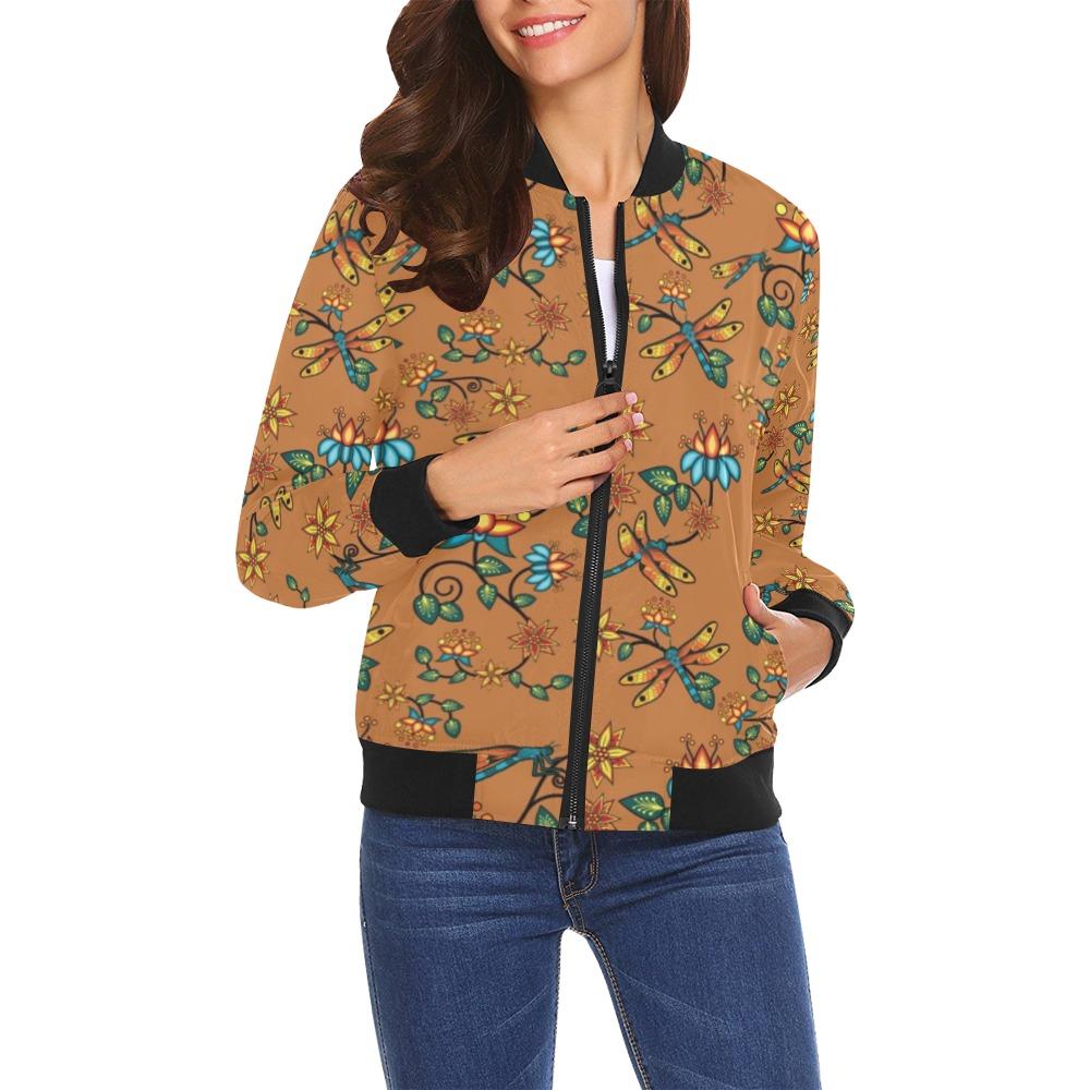 Dragon Lily Sierra All Over Print Bomber Jacket for Women (Model H19) Jacket e-joyer 