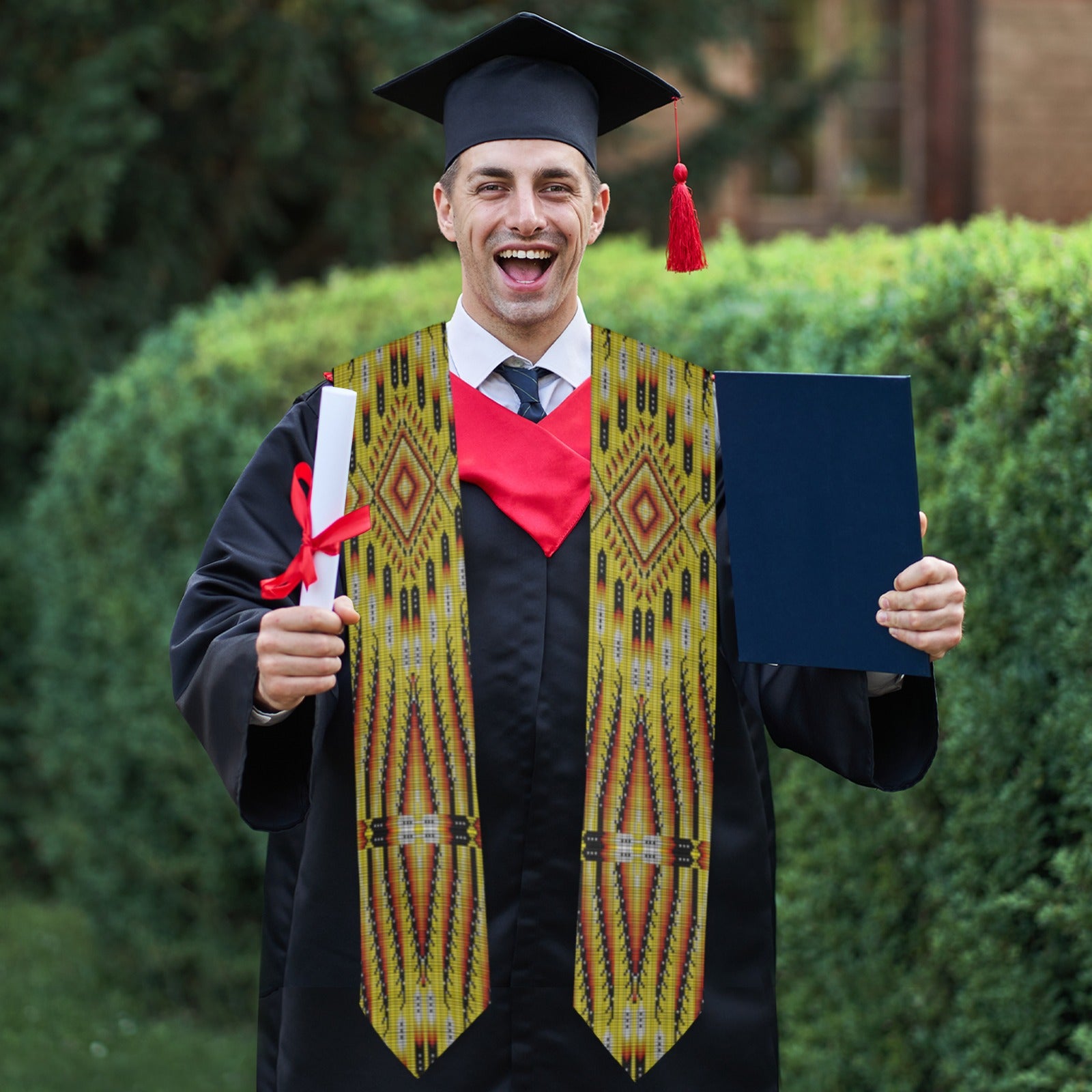 Fire Feather Yellow Graduation Stole