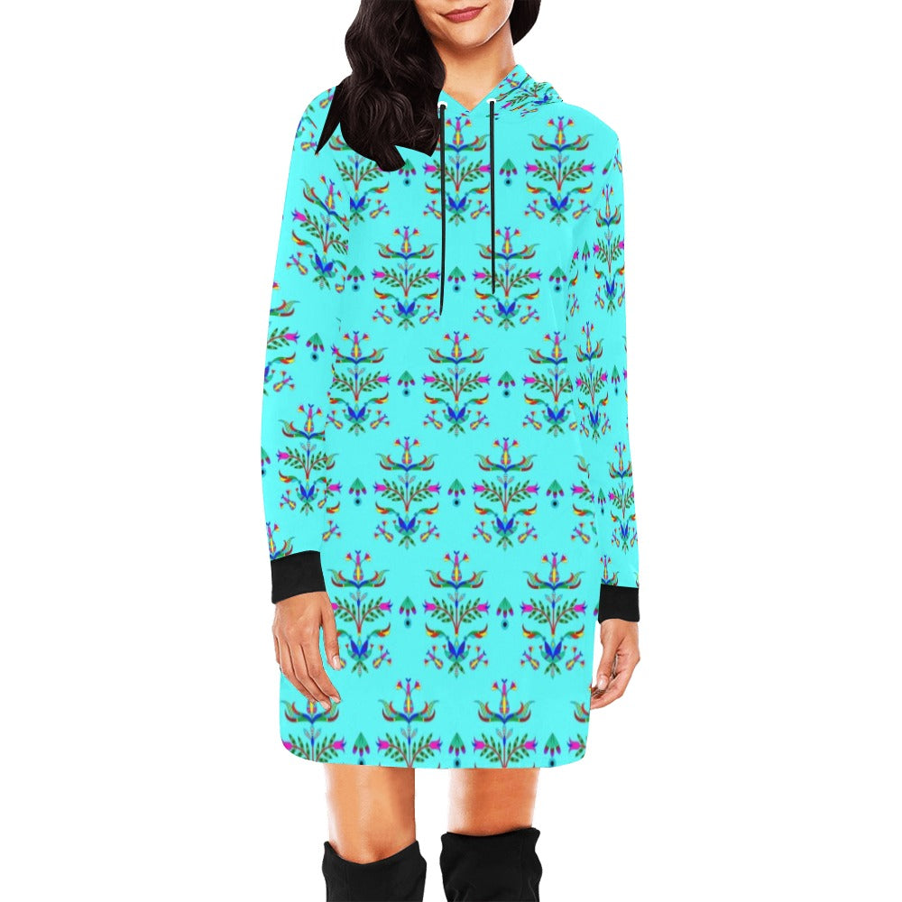 Dakota Damask Turquoise Hoodie Dress
