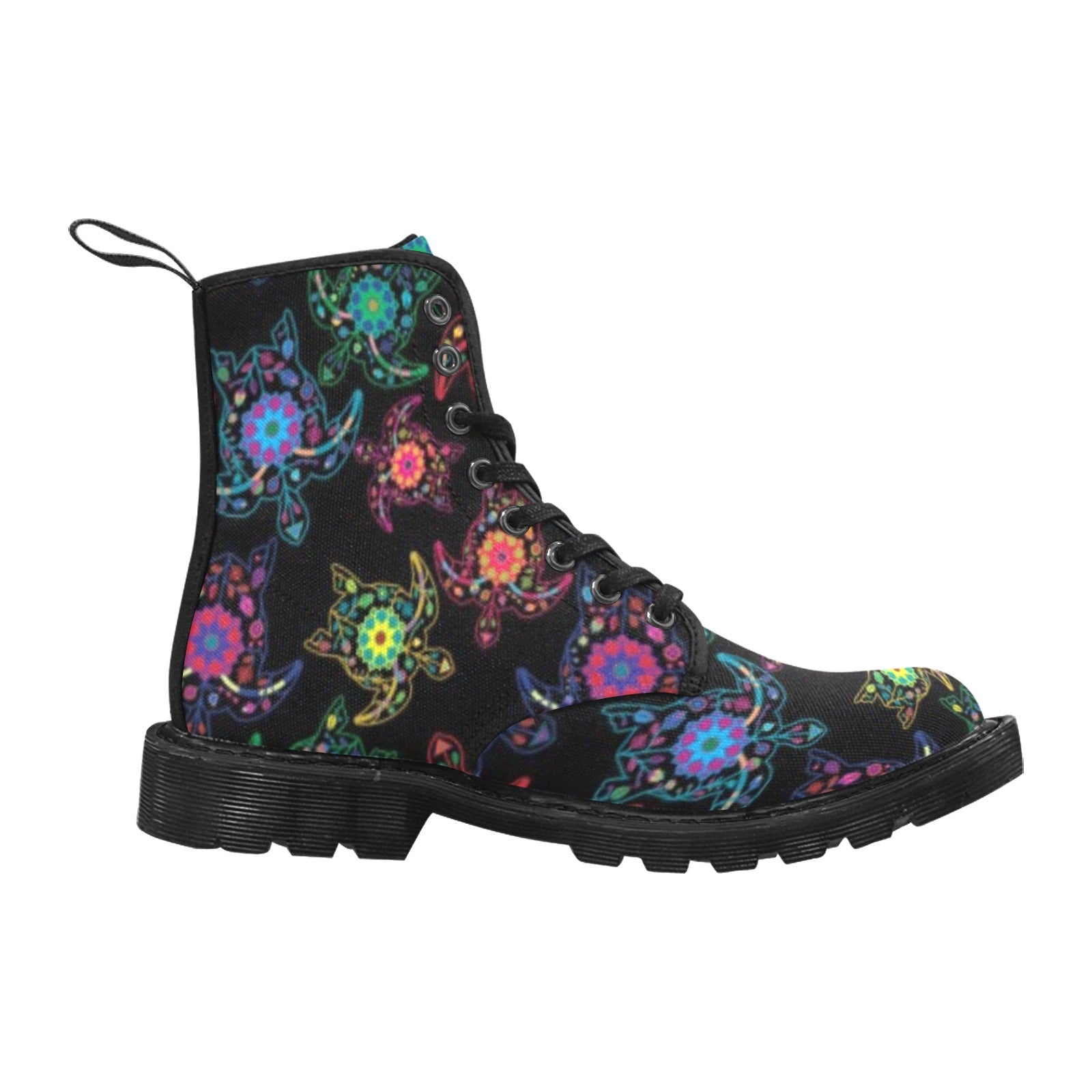 Neon Floral Turtle Boots for Men (Black)