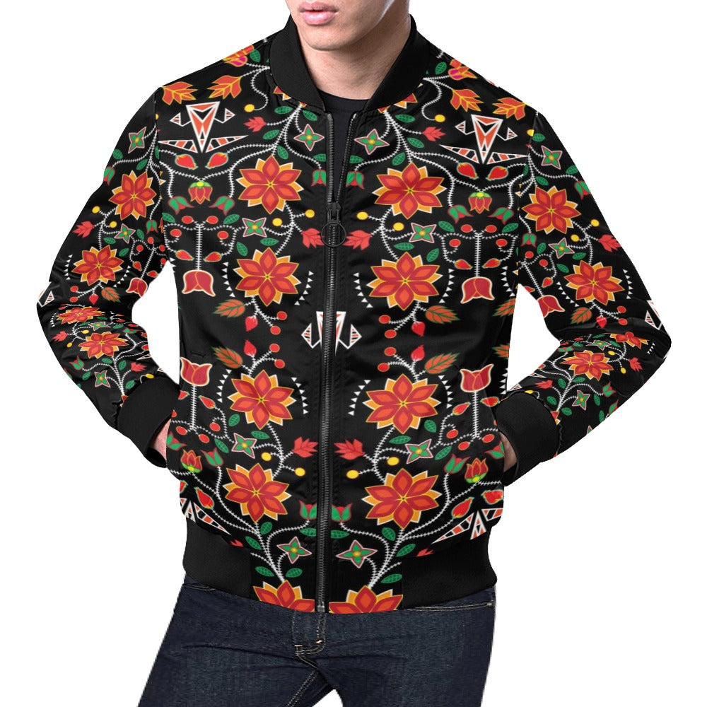 Floral Beadwork Six Bands Bomber Jacket for Men