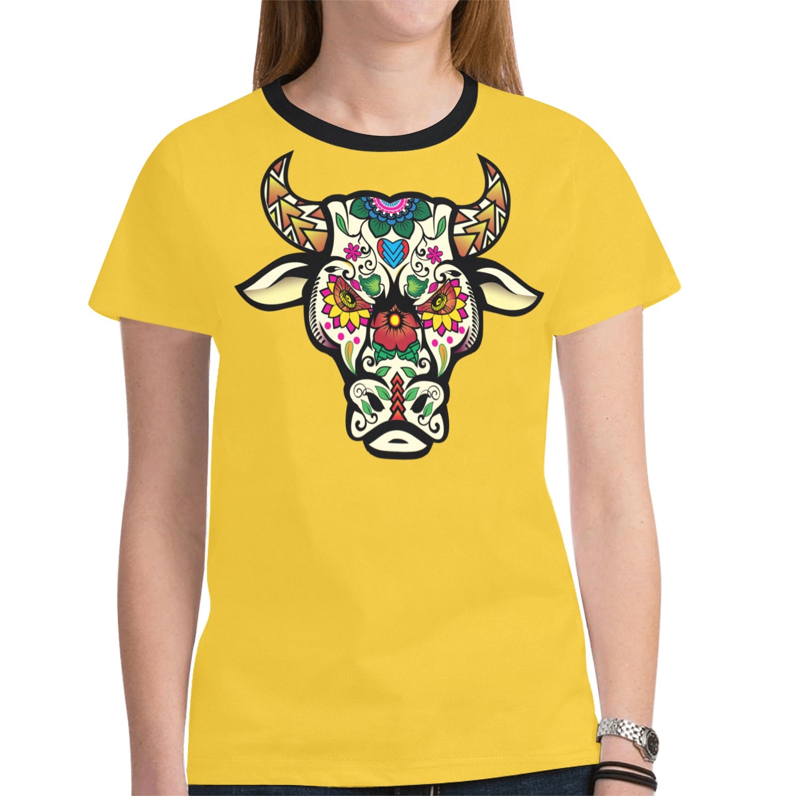 Bull Spirit Guide (Yellow) T-shirt for Women