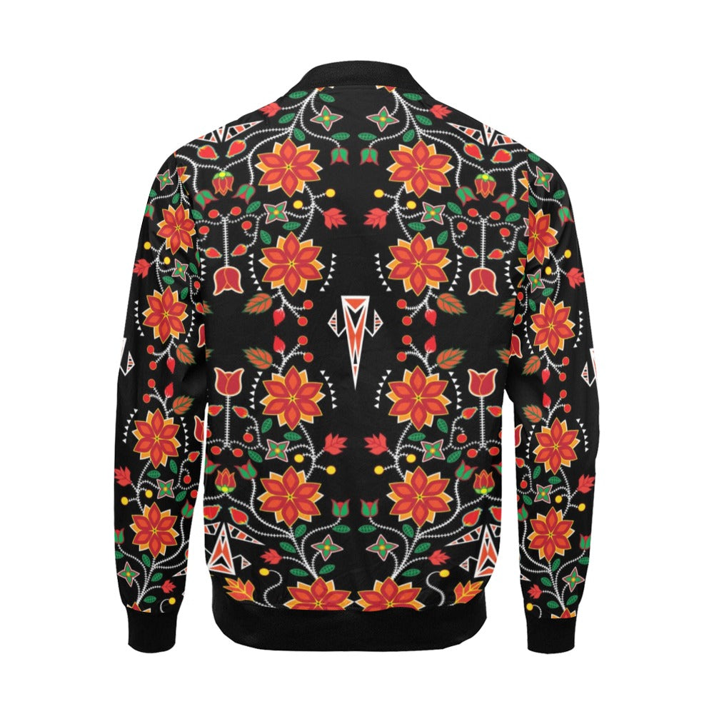 Floral Beadwork Six Bands Bomber Jacket for Men