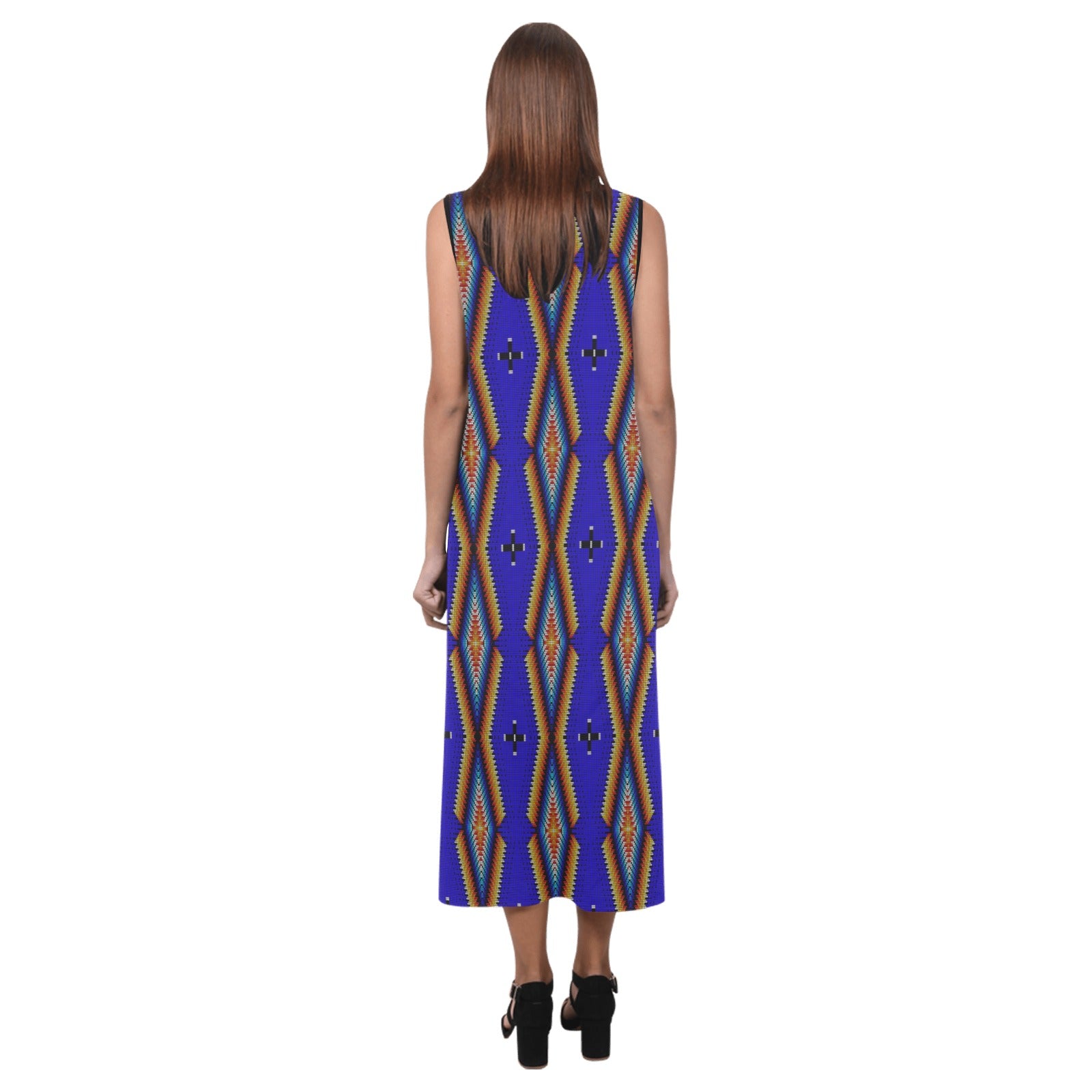 Diamond in the Bluff Blue Phaedra Sleeveless Open Fork Long Dress