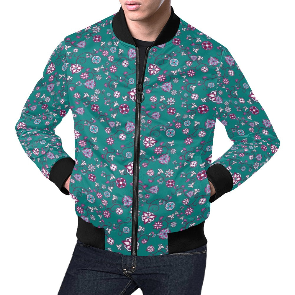 Burgundy Bloom Bomber Jacket for Men