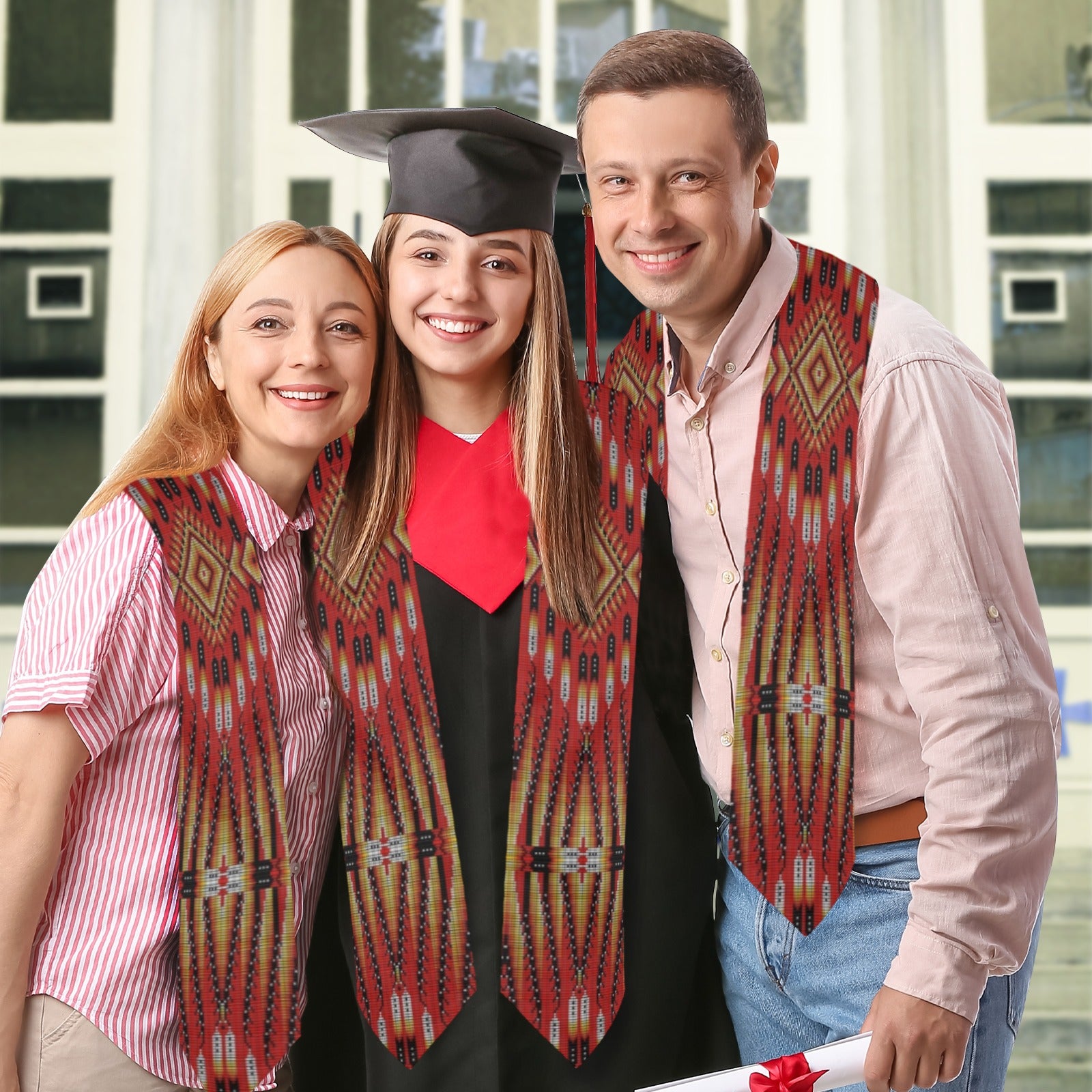 Fire Feather Red Graduation Stole