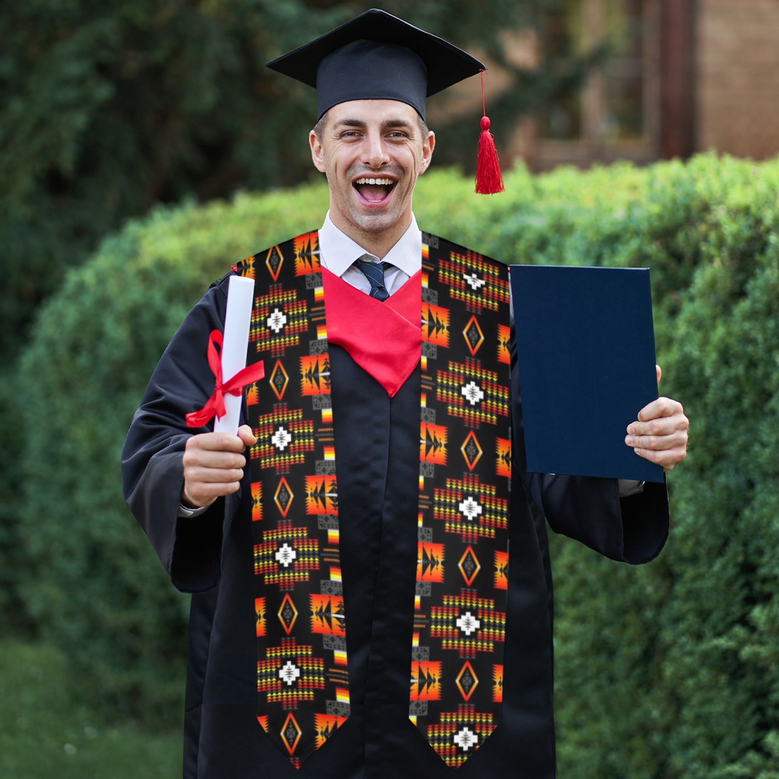 Seven Tribes Black Graduation Stole