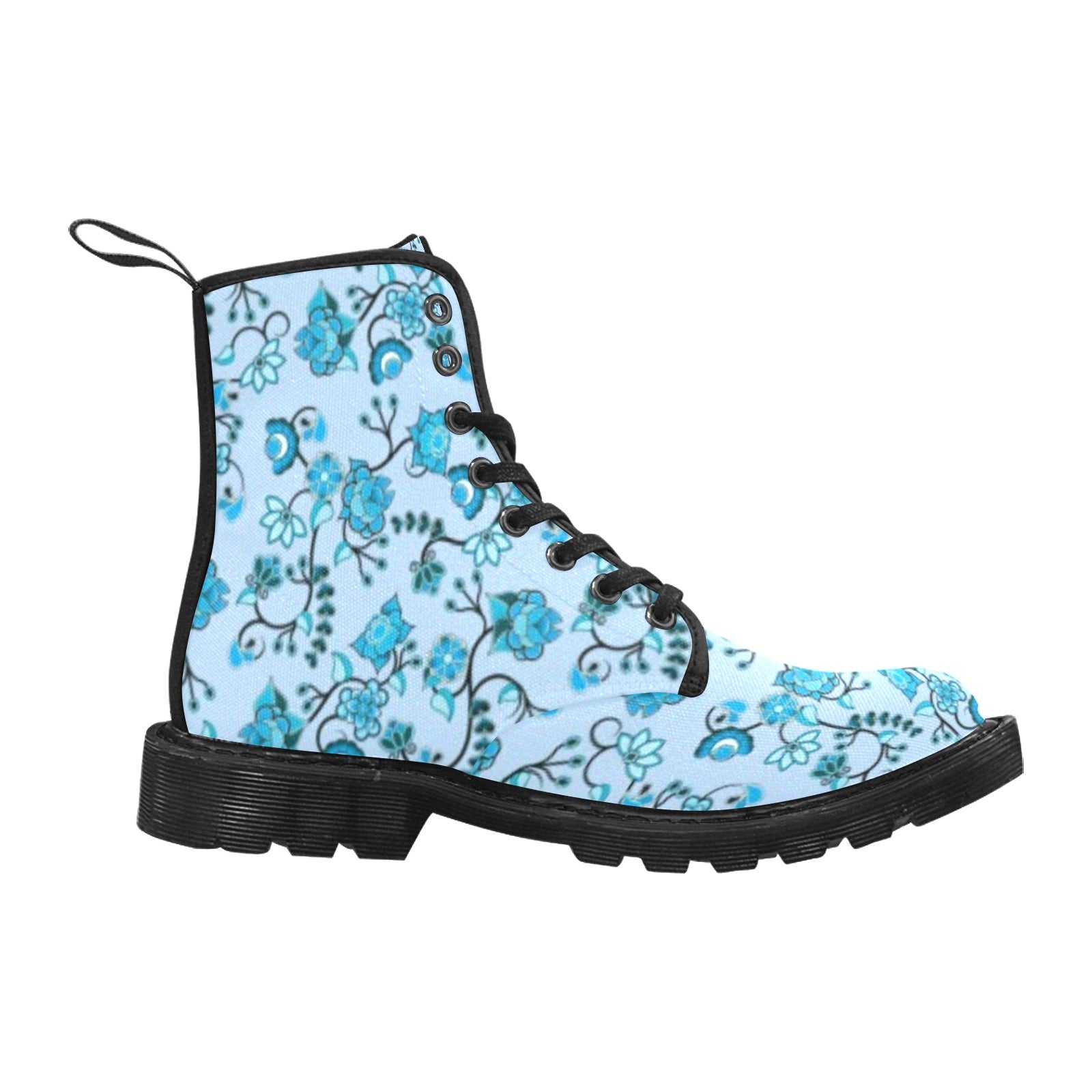 Blue Floral Amour Boots for Women (Black)