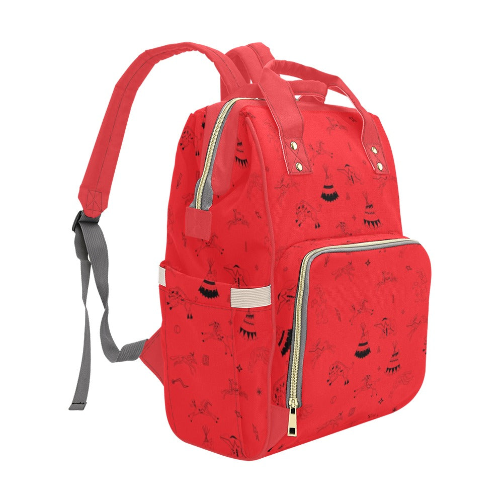 Ledger Dabbles Red Multi-Function Diaper Backpack/Diaper Bag