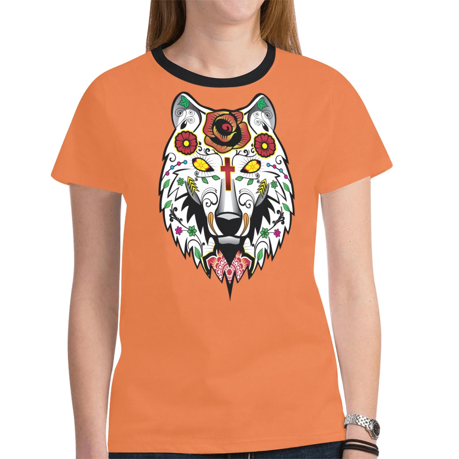 Wolf Spirit Guide (Orange) T-shirt for Women