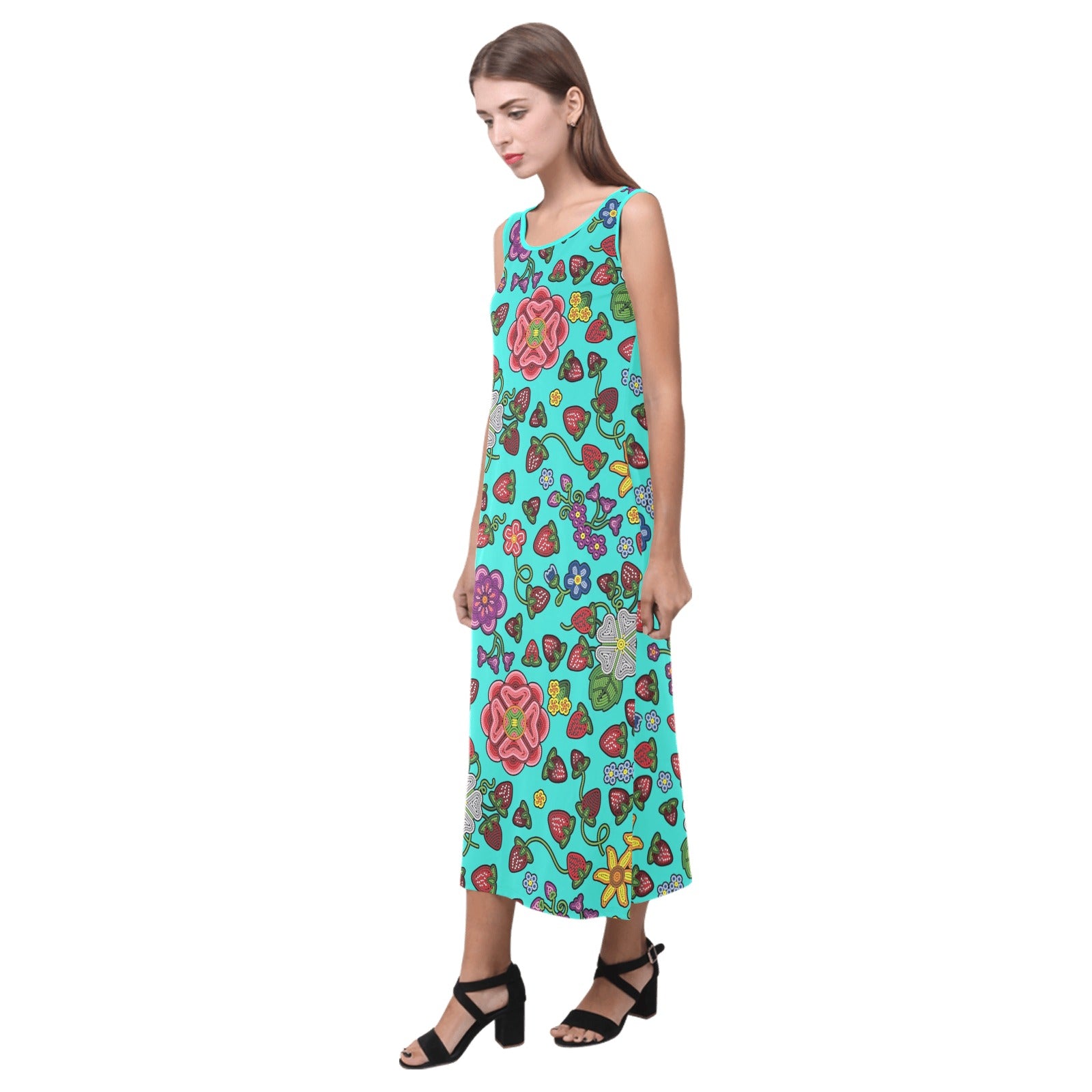 Berry Pop Turquoise Phaedra Sleeveless Open Fork Long Dress