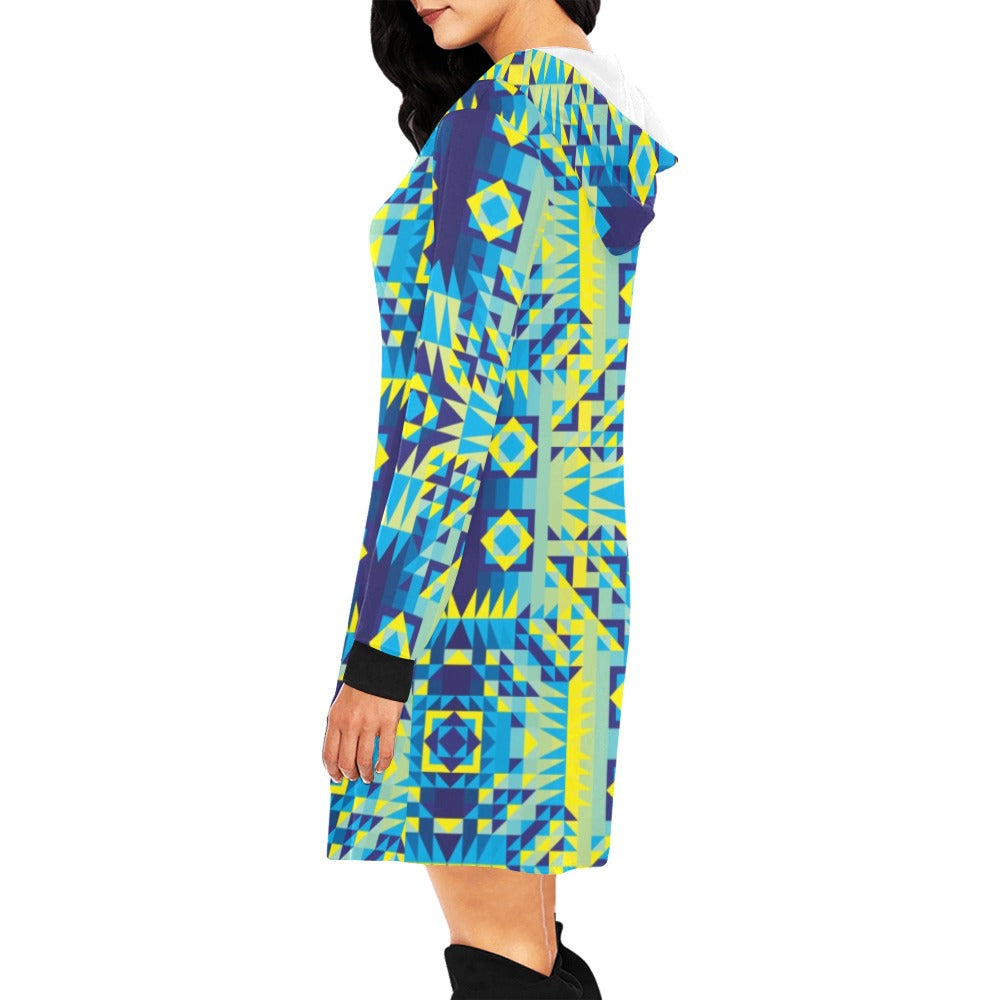 Kaleidoscope Jaune Bleu Hoodie Dress