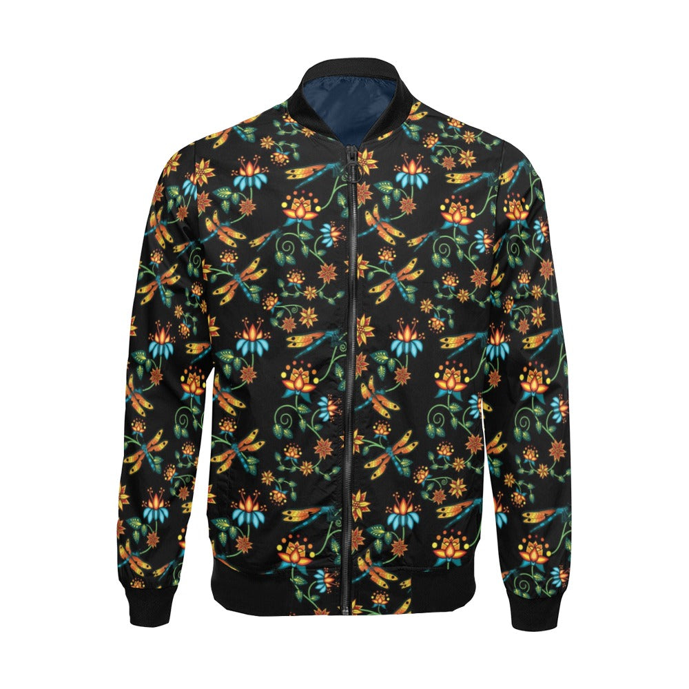 Dragon Lily Noir Bomber Jacket for Men