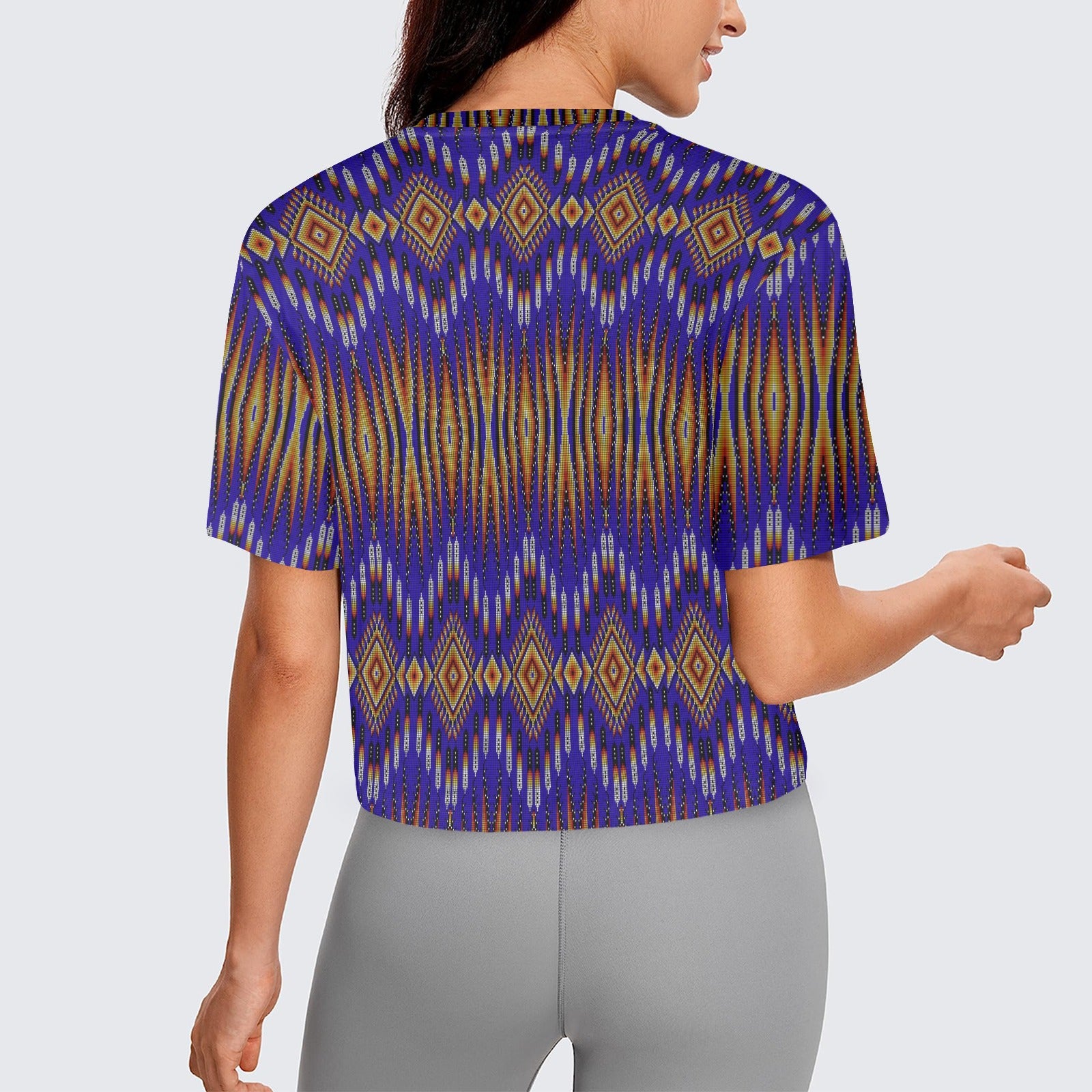 Fire Feather Blue Women's Cropped T-shirt