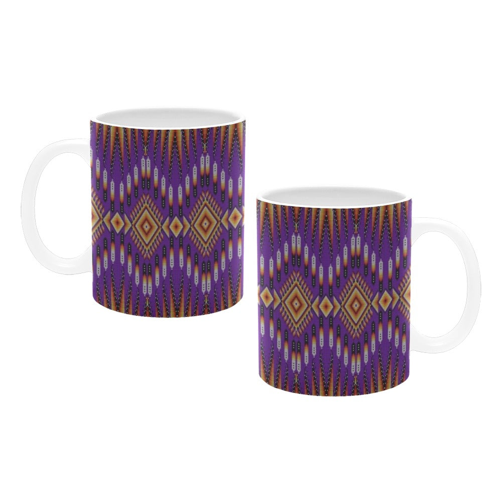 Fire Feather Purple White Mug(11OZ)