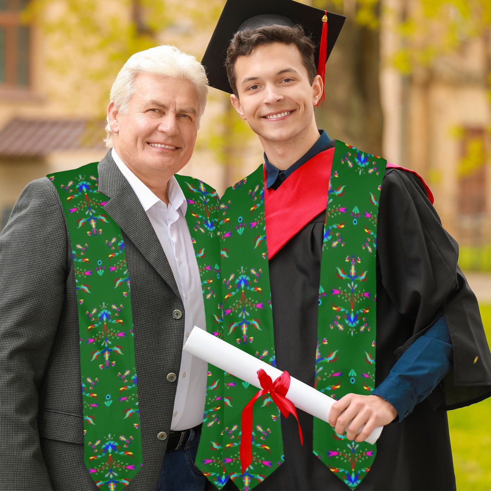 Dakota Damask Green Graduation Stole