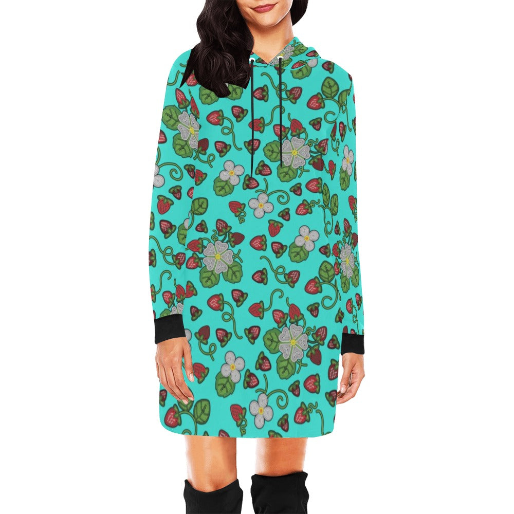 Strawberry Dreams Turquoise Hoodie Dress
