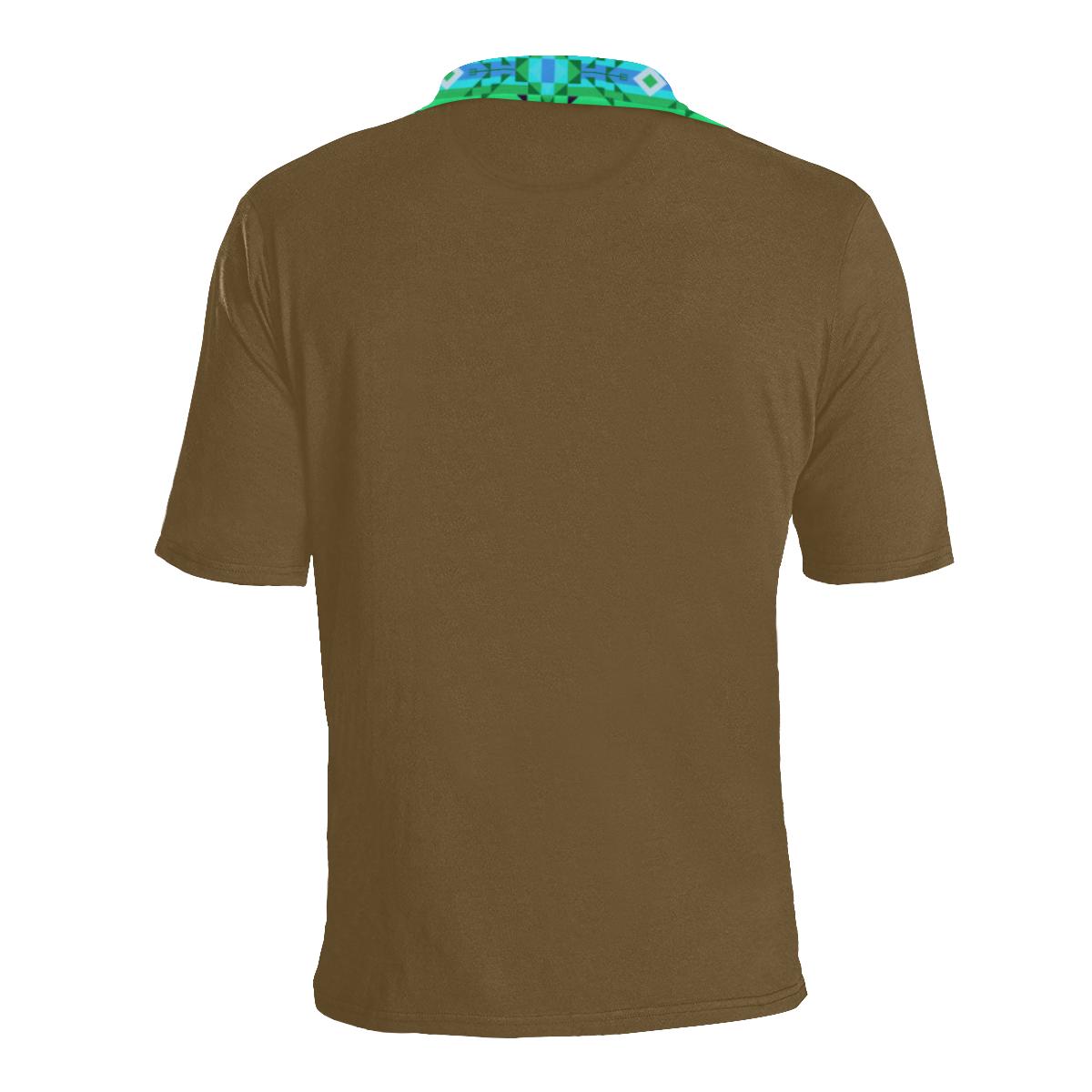 Earth Blanket Strip Men's All Over Print Polo Shirt (Model T55) Men's Polo Shirt (Model T55) e-joyer 