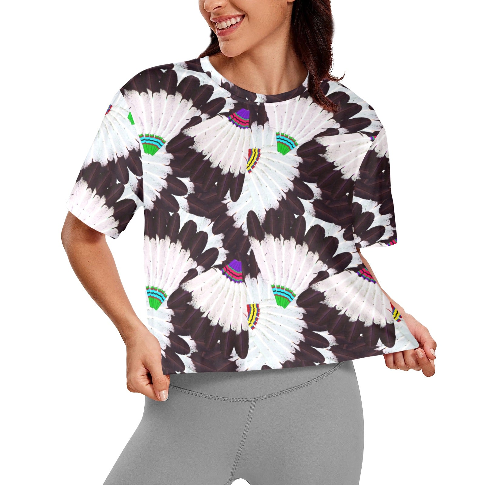 Eagle Feather Fans Women's Cropped T-shirt