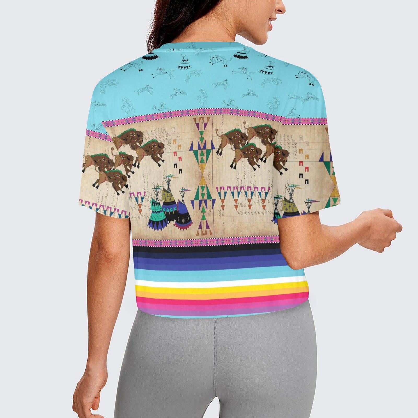Buffalos Running Sky Women's Cropped T-shirt