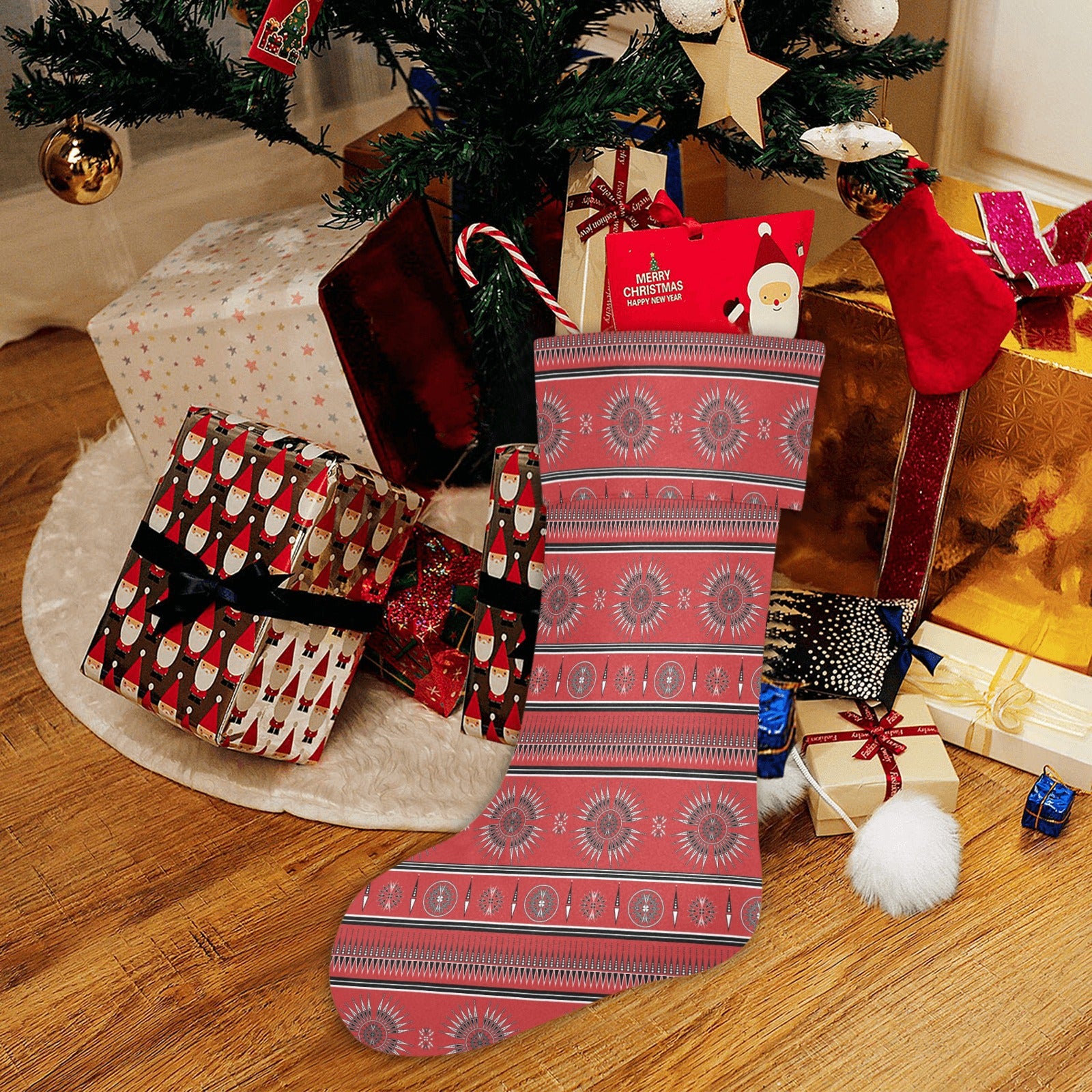 Evening Feather Wheel Blush Christmas Stocking