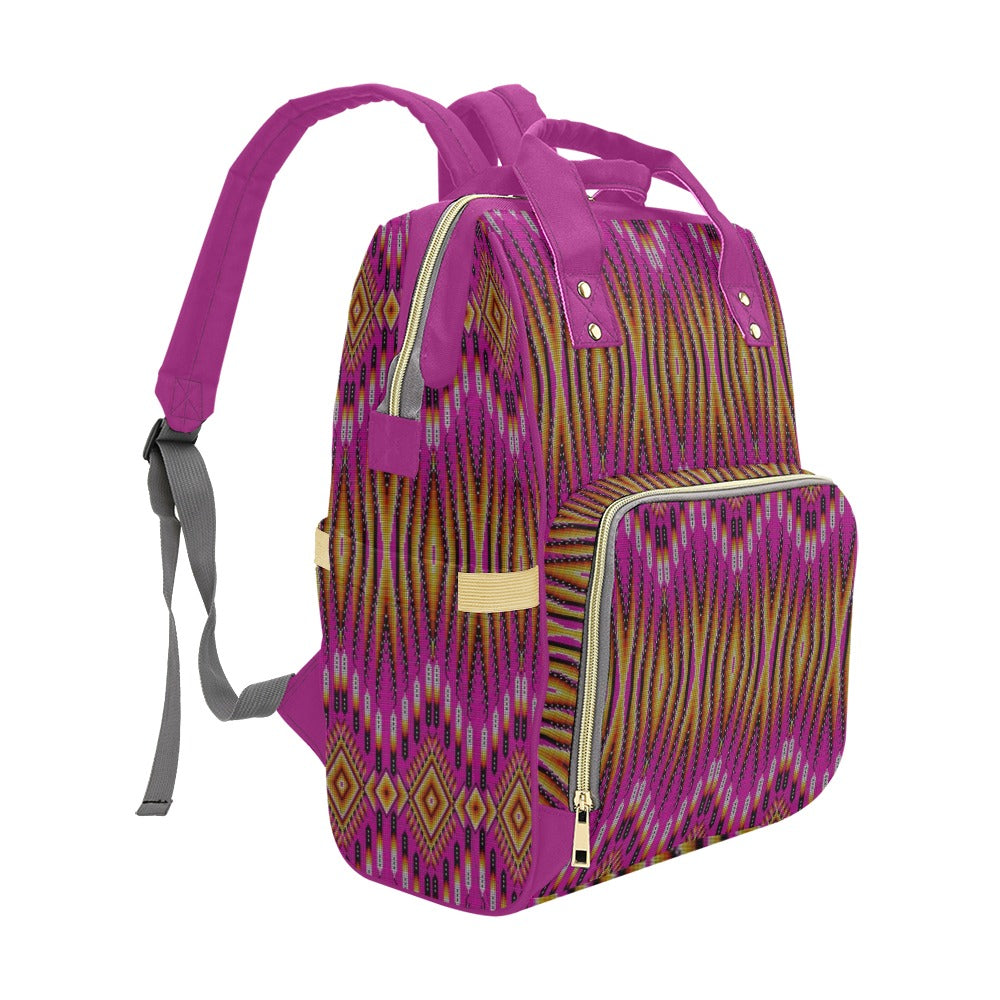 Fire Feather Pink Multi-Function Diaper Backpack/Diaper Bag