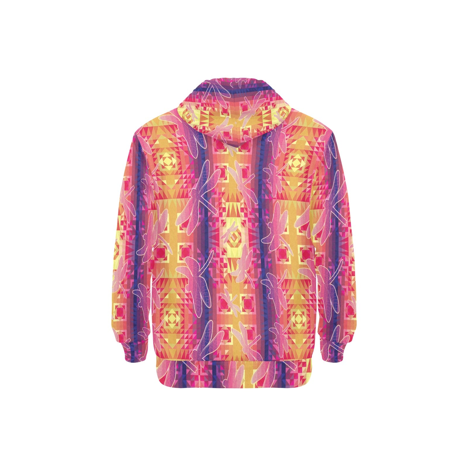 Kaleidoscope Dragonfly Men's Long Sleeve Fleece Hoodie