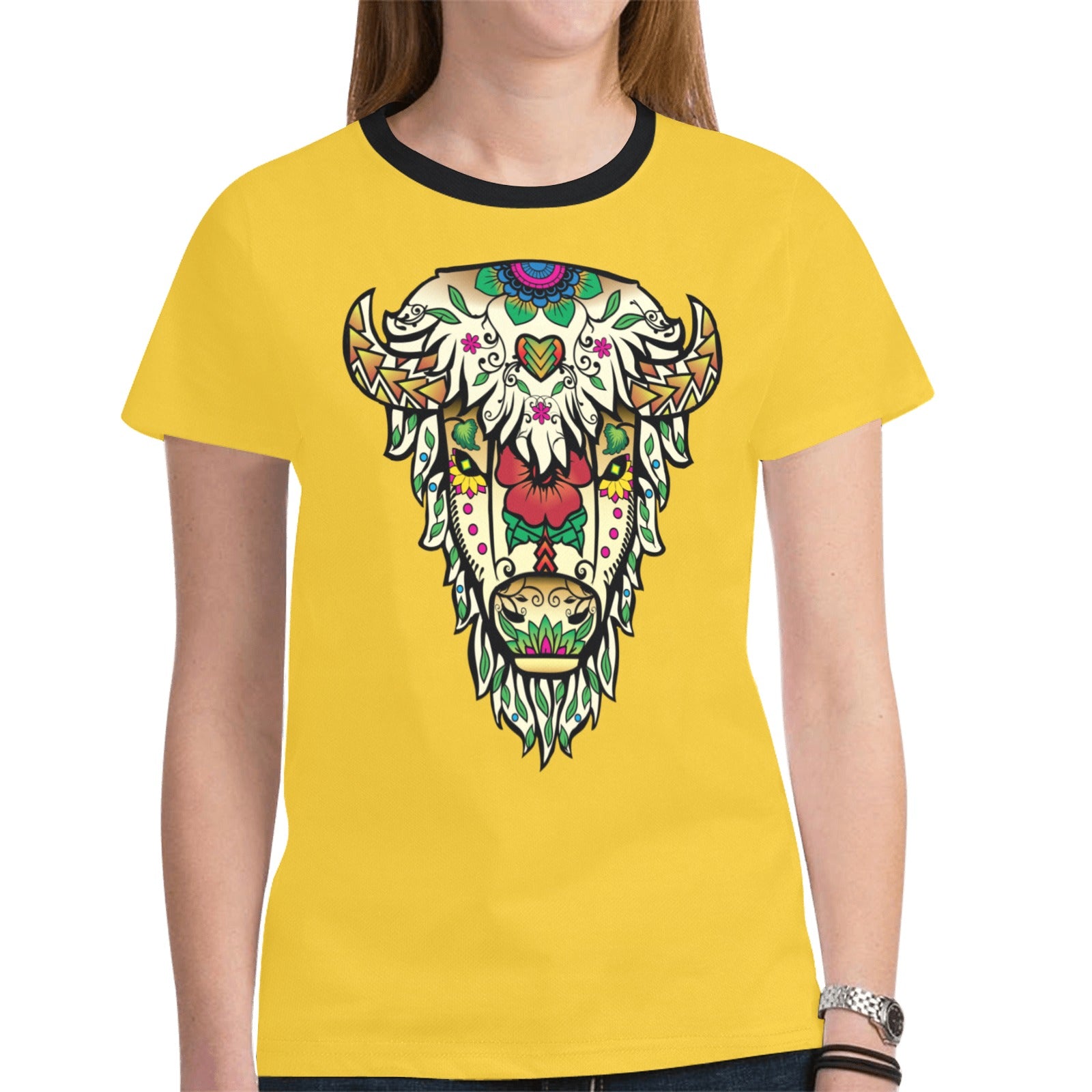 Buffalo Spirit Guide (Yellow) T-shirt for Women